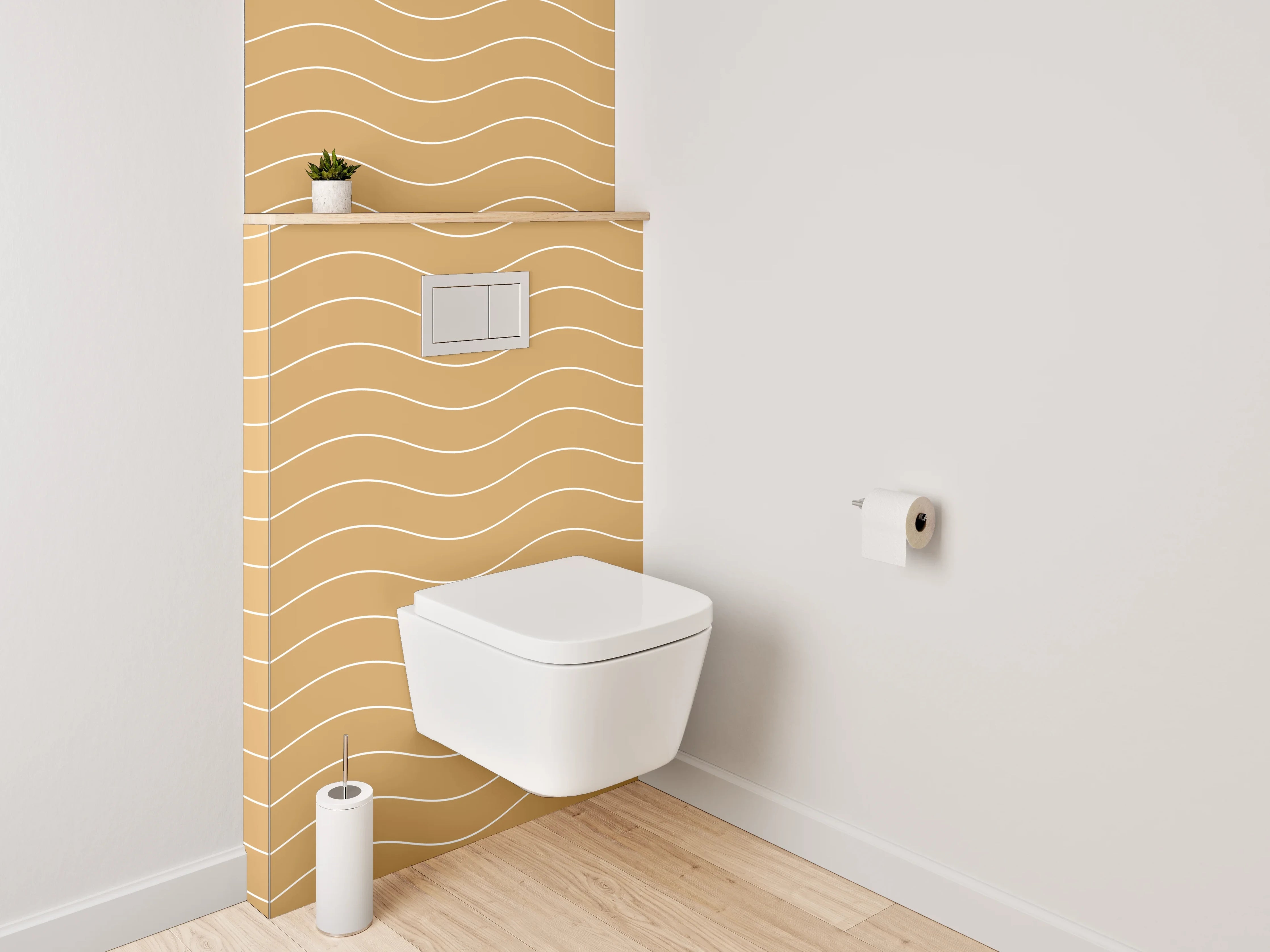 WC-Rückwand - Wellendes Wellenmuster Beige Modern