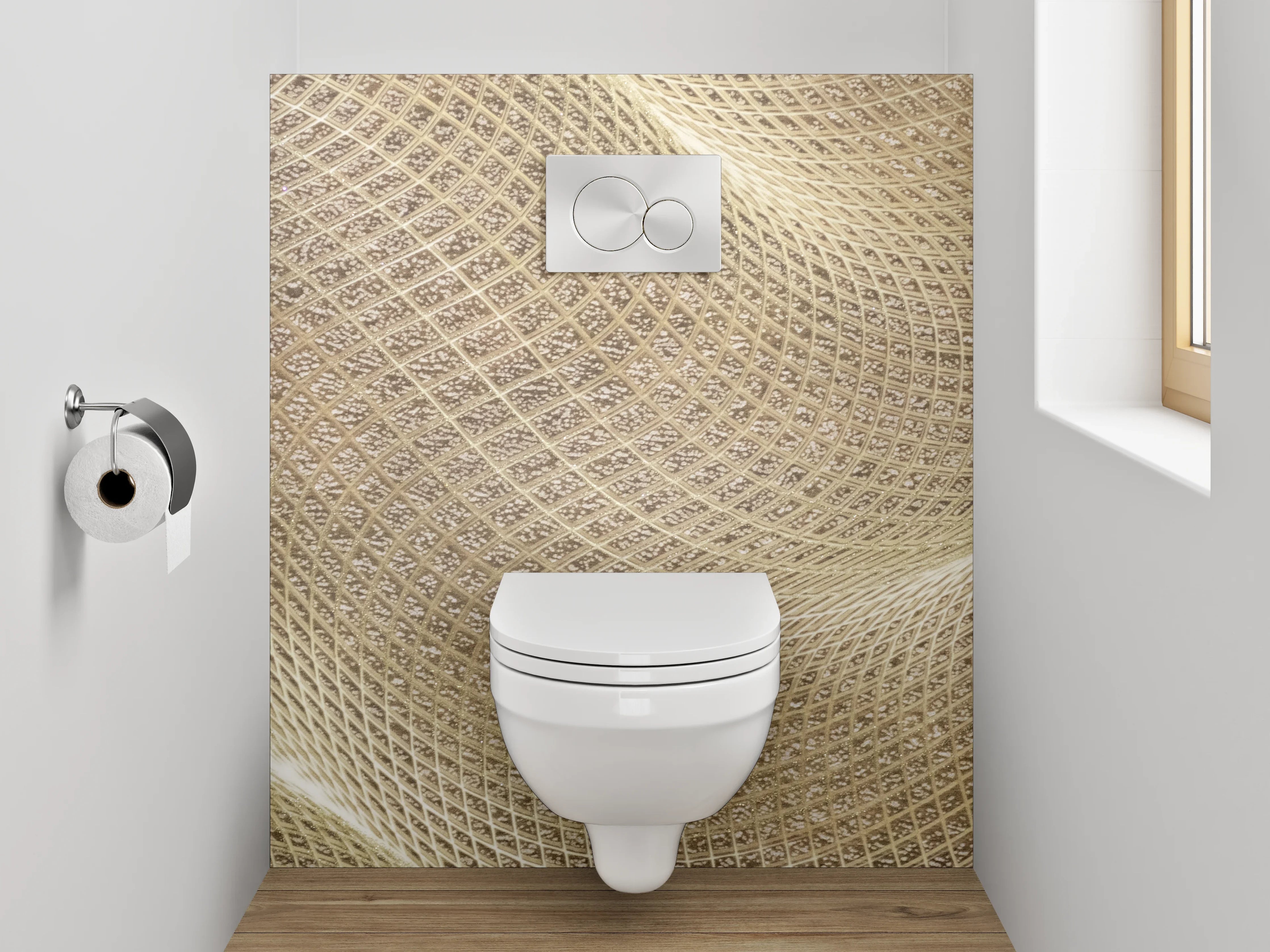 WC-Rückwand - Wellenförmige Sandstruktur Beige Muster