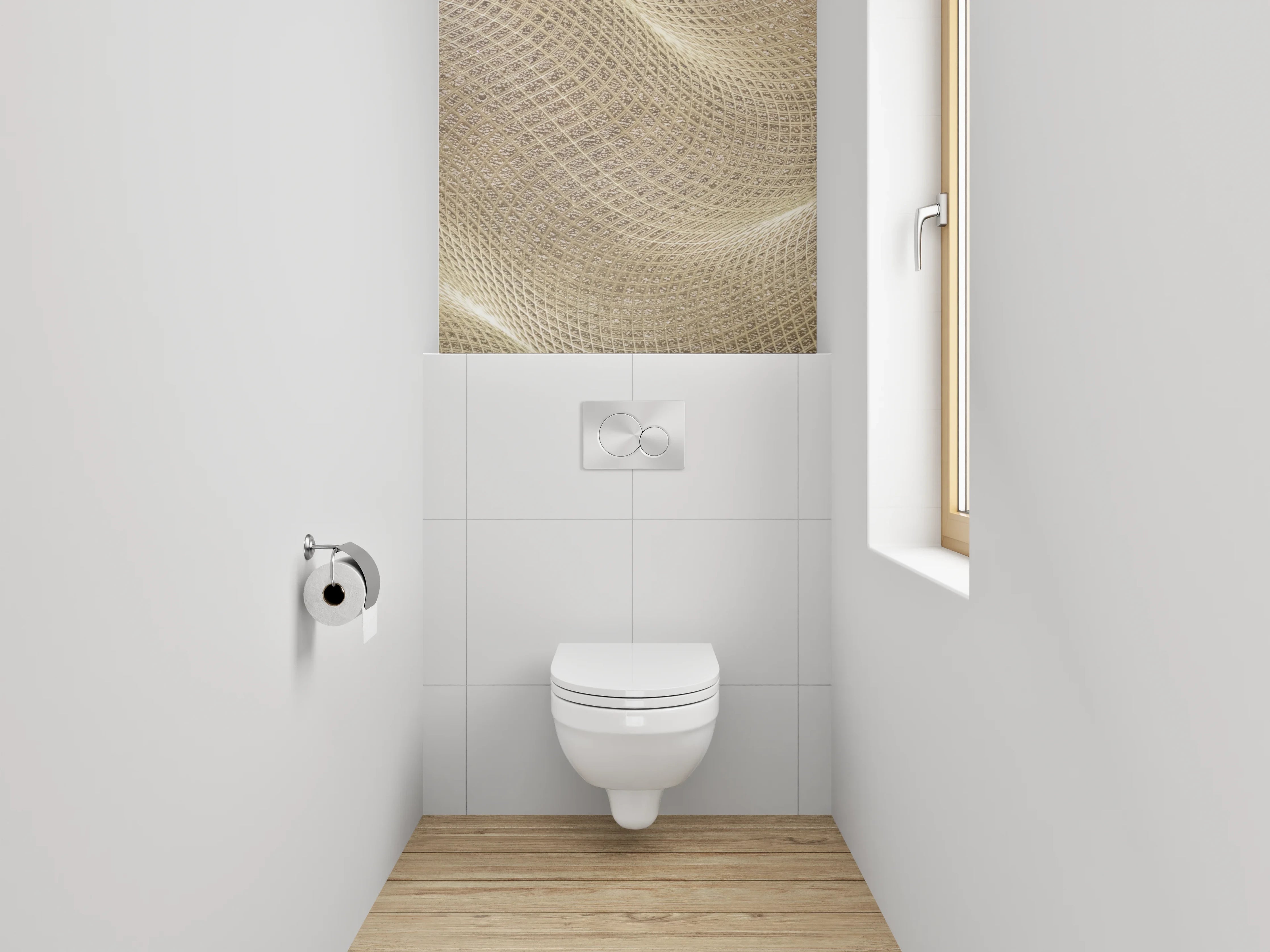 WC-Rückwand - Wellenförmige Sandstruktur Beige Muster
