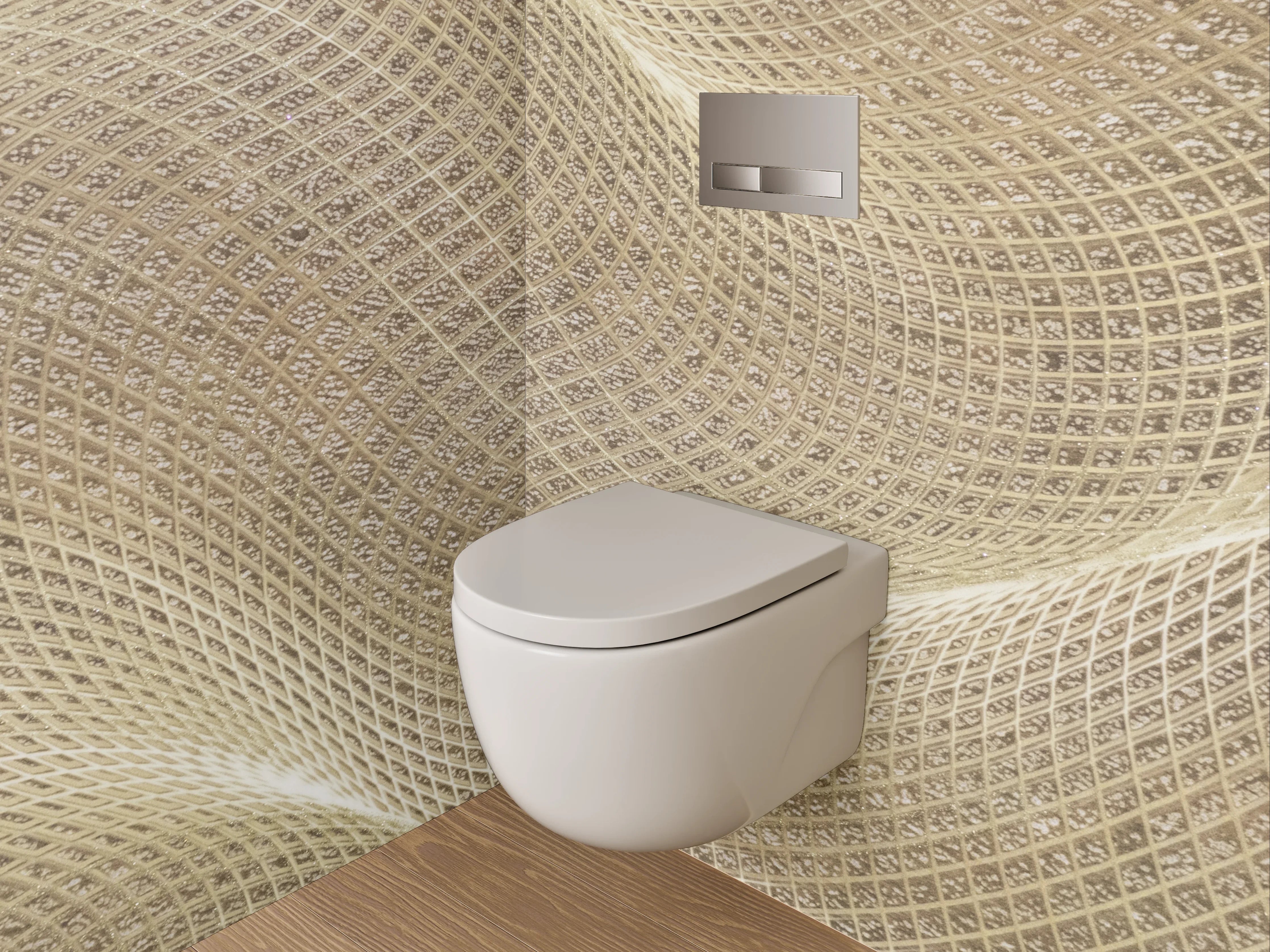 WC-Rückwand - Wellenförmige Sandstruktur Beige Muster