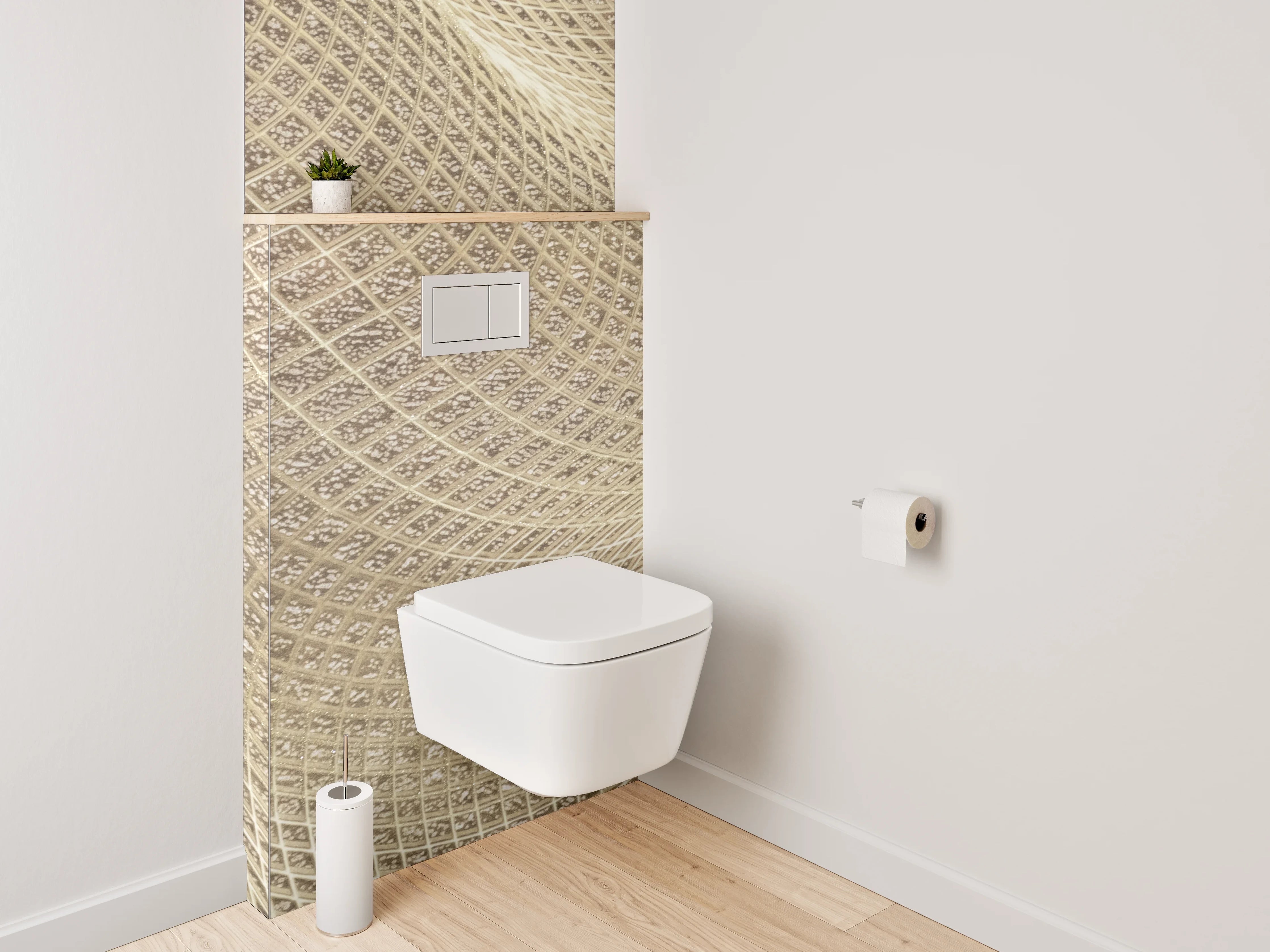 WC-Rückwand - Wellenförmige Sandstruktur Beige Muster