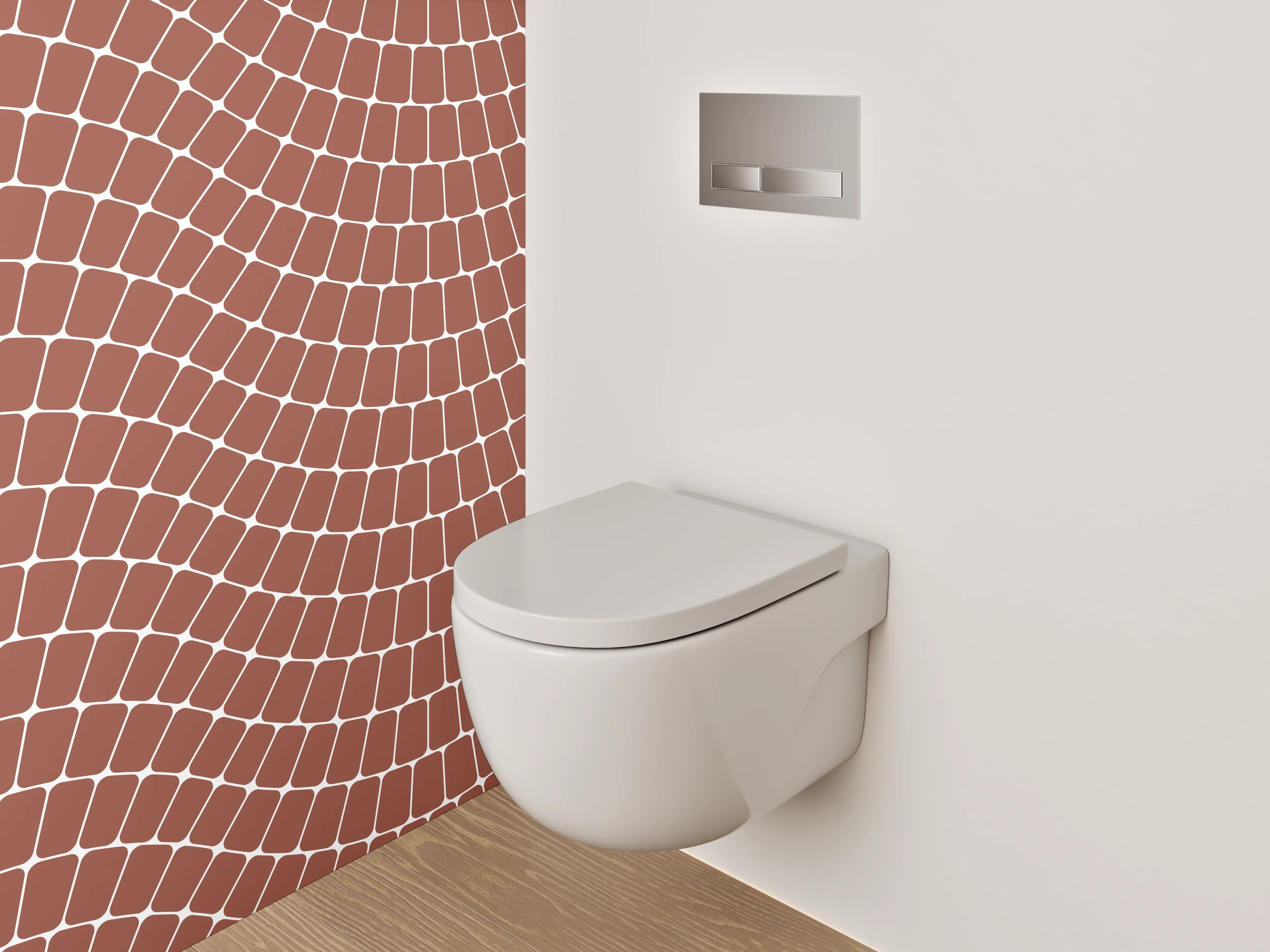 WC-Rückwand - Wellenförmiges Mosaikmuster Braun Weiß