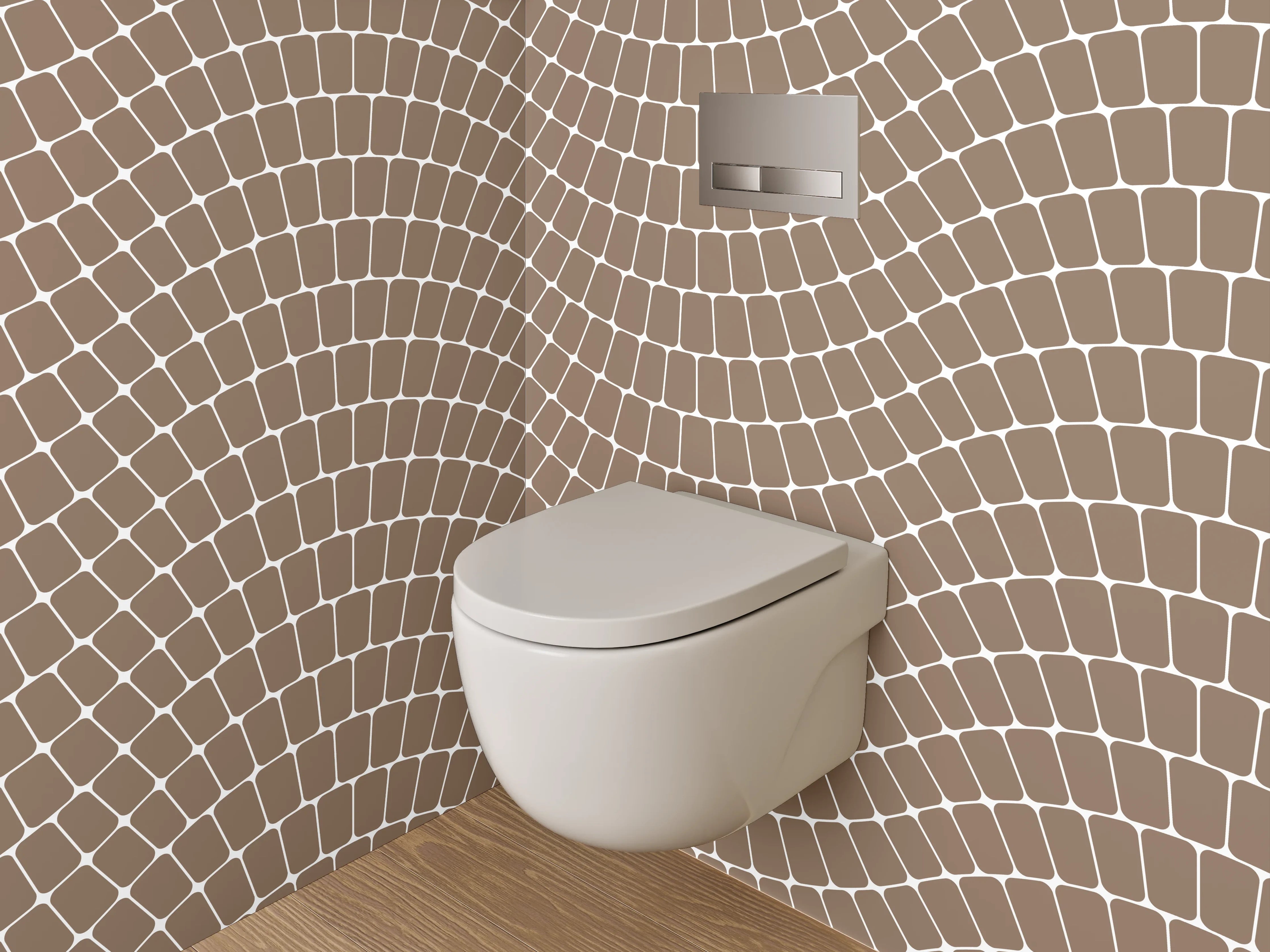 WC-Rückwand - Wellenförmiges Retro-Muster Braun Beige