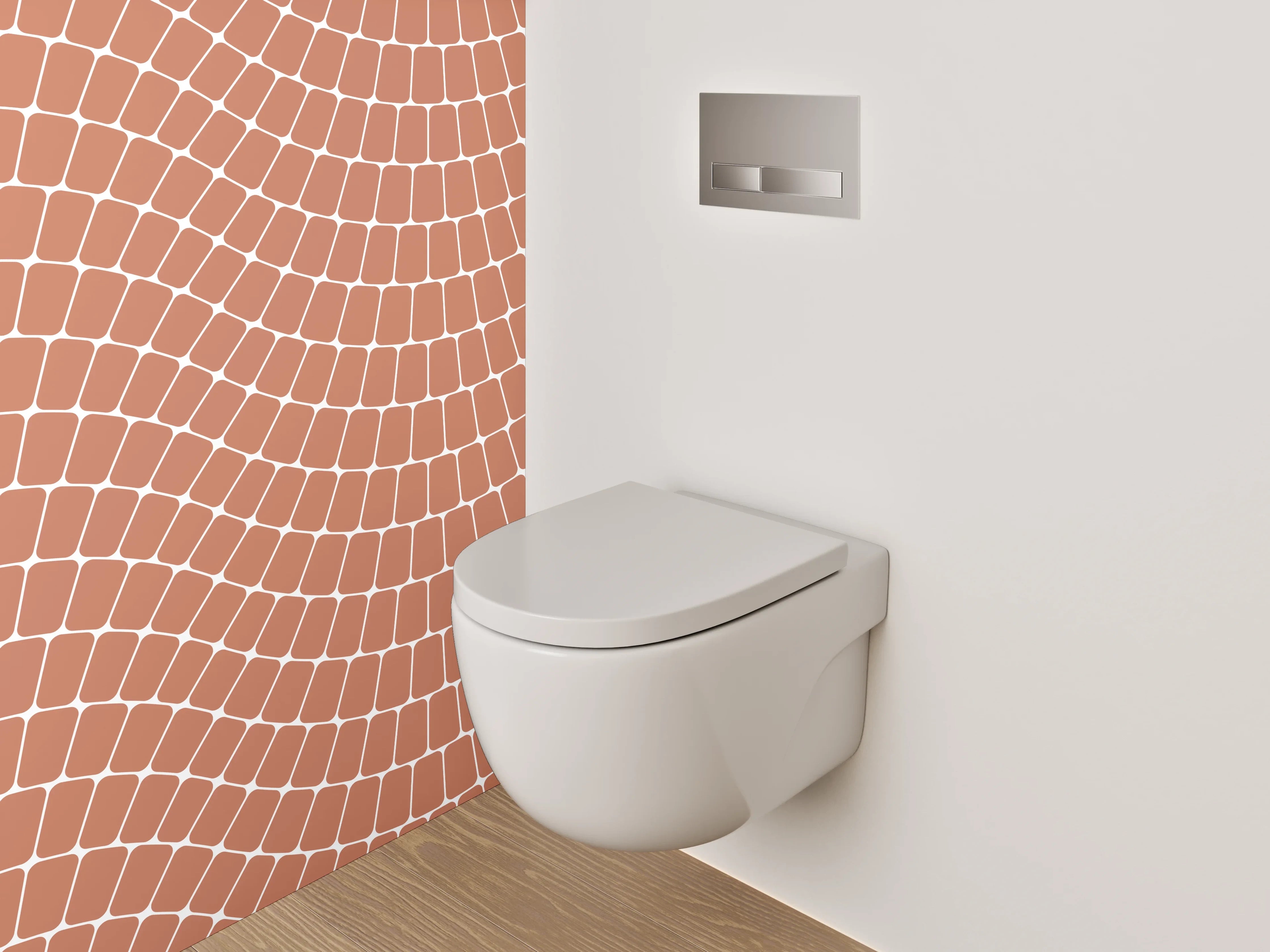 WC-Rückwand - Wellenförmiges Retro-Muster in Terrakotta