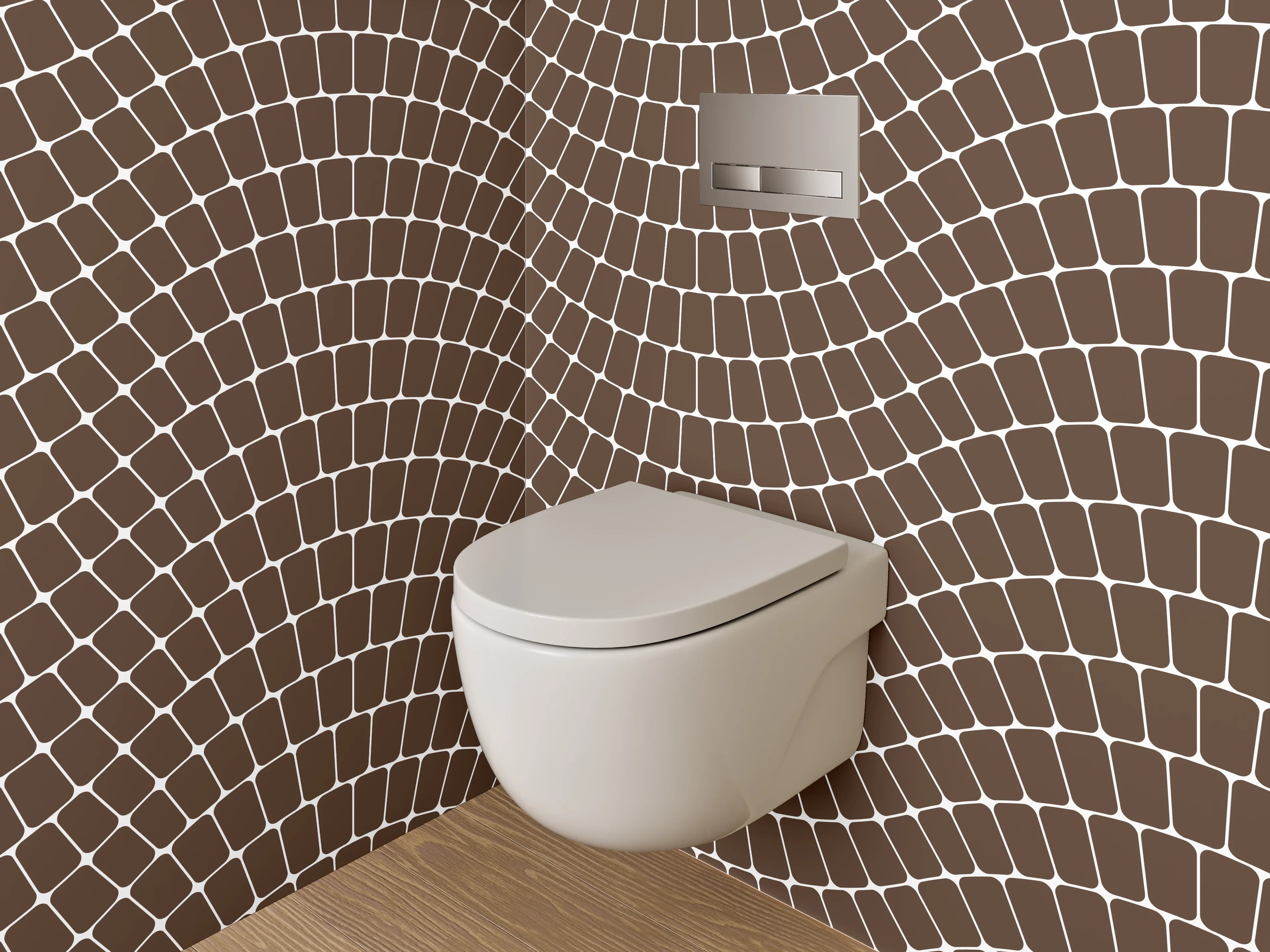 WC-Rückwand - Wellenförmiges geometrisches Linienmuster Braun