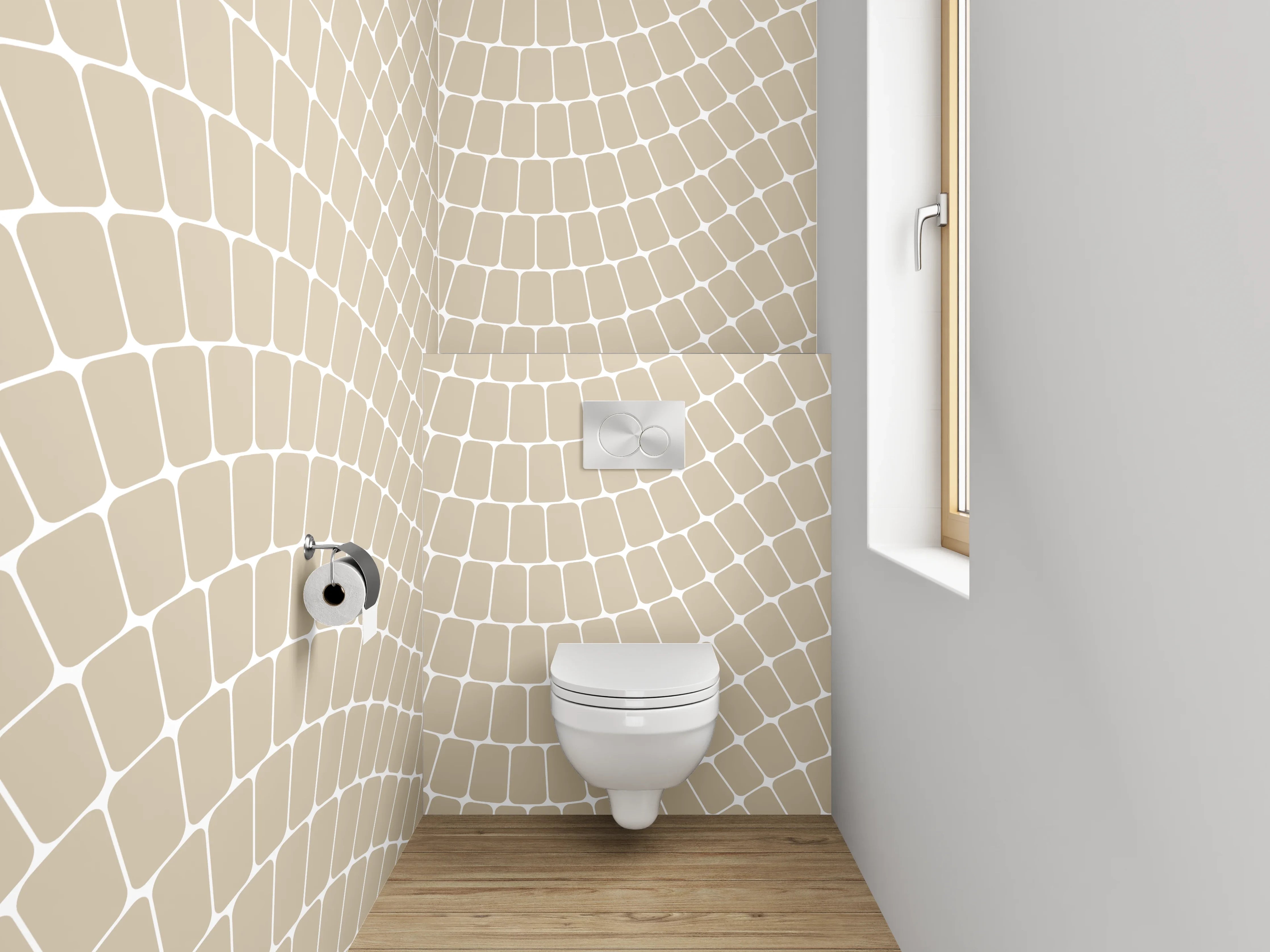 WC-Rückwand - Wellenförmiges geometrisches Muster Beige