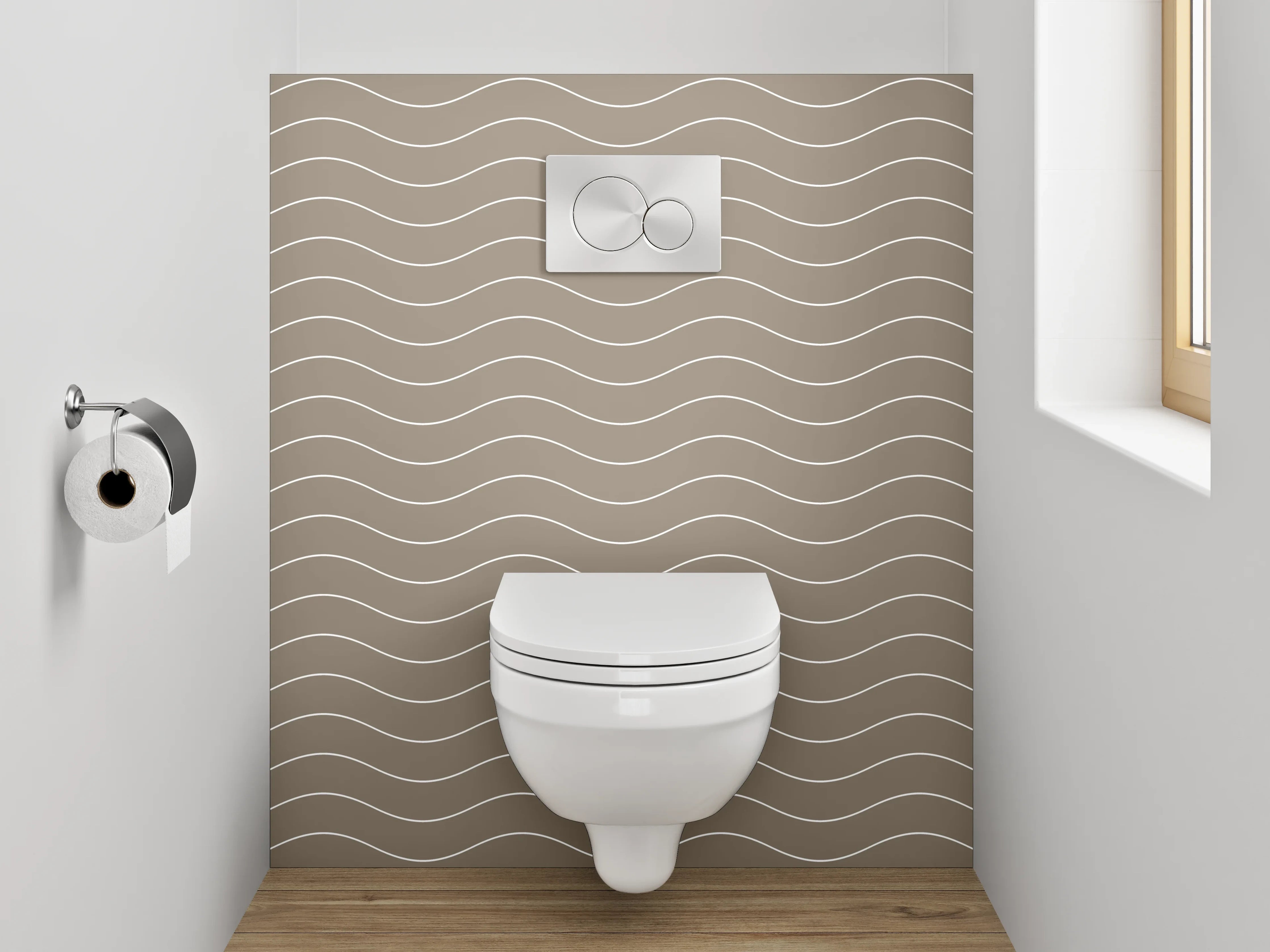 WC-Rückwand - Wellenmuster Beige Minimalistisch