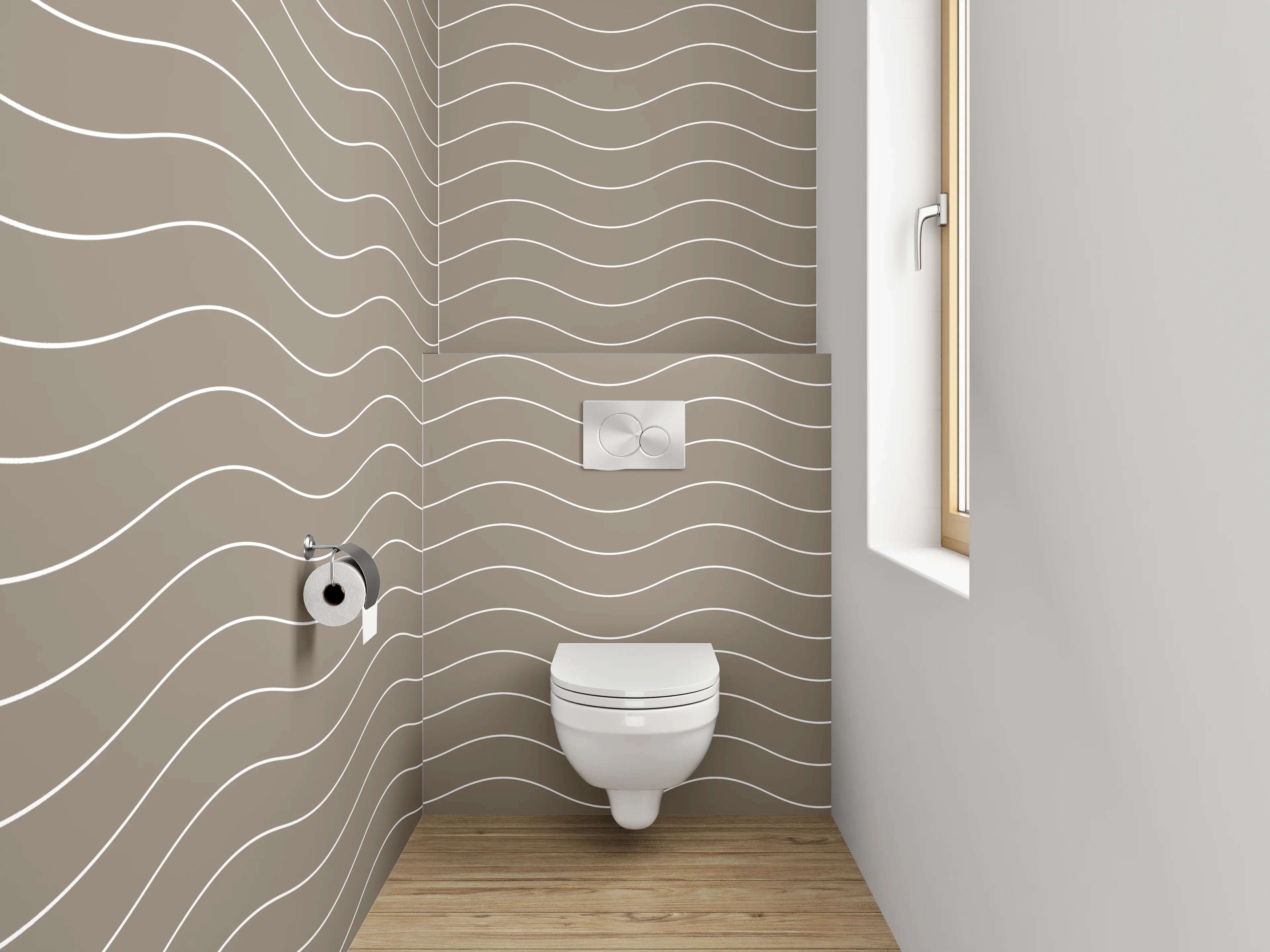 WC-Rückwand - Wellenmuster Beige Minimalistisch