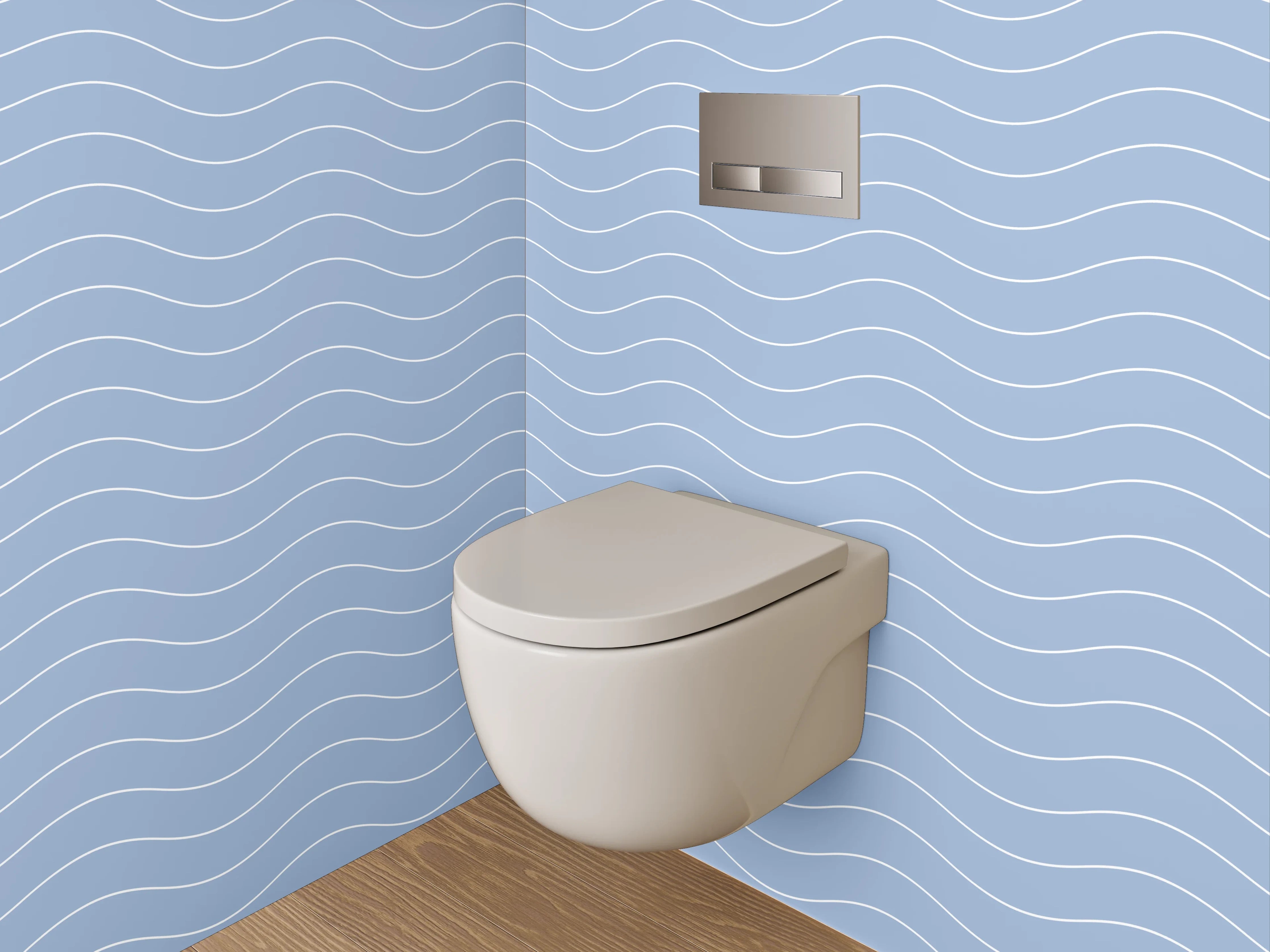 WC-Rückwand - Wellenmuster Blau Grau Minimalistisch