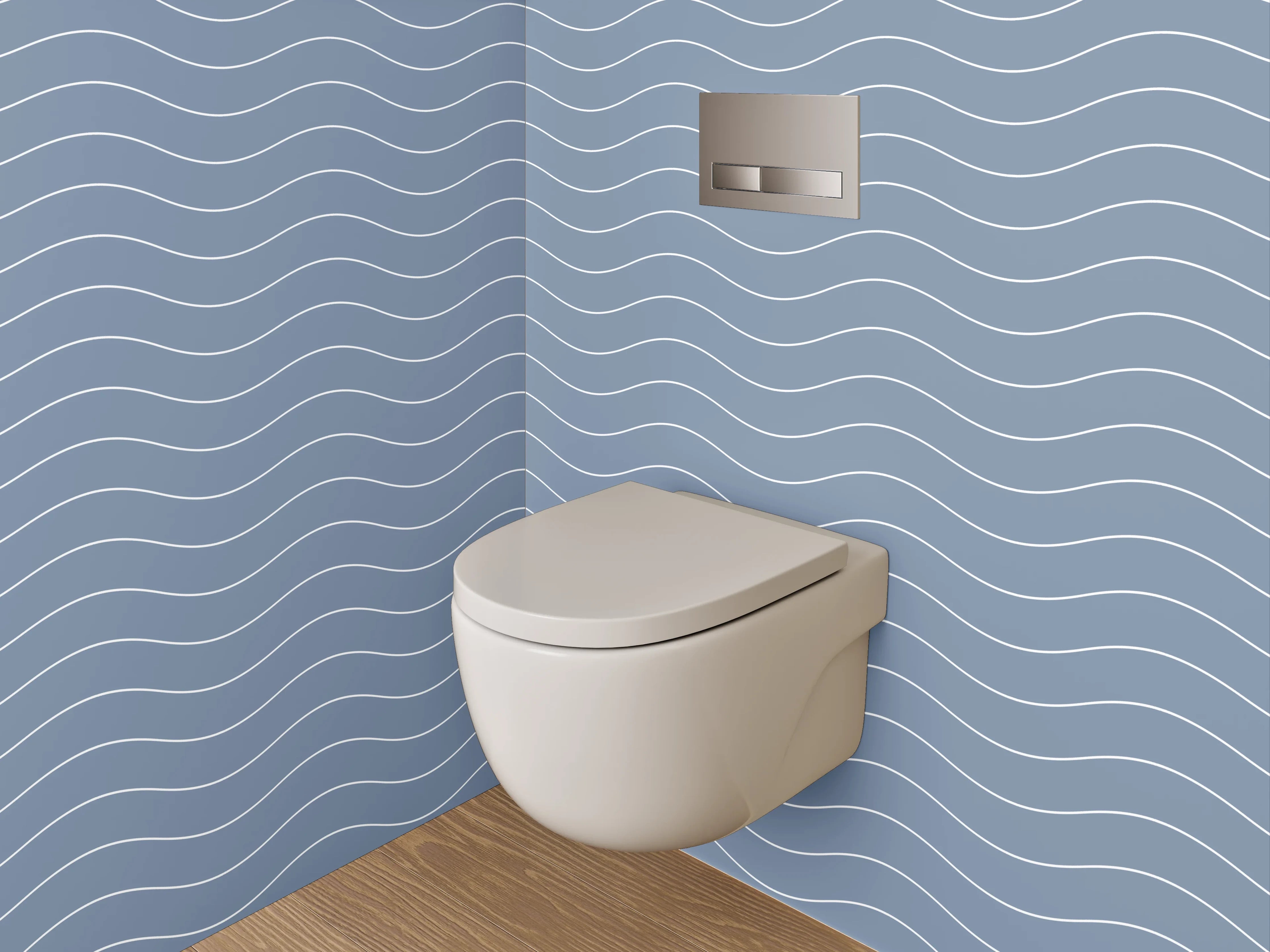 WC-Rückwand - Wellenmuster Blau Grau Modern