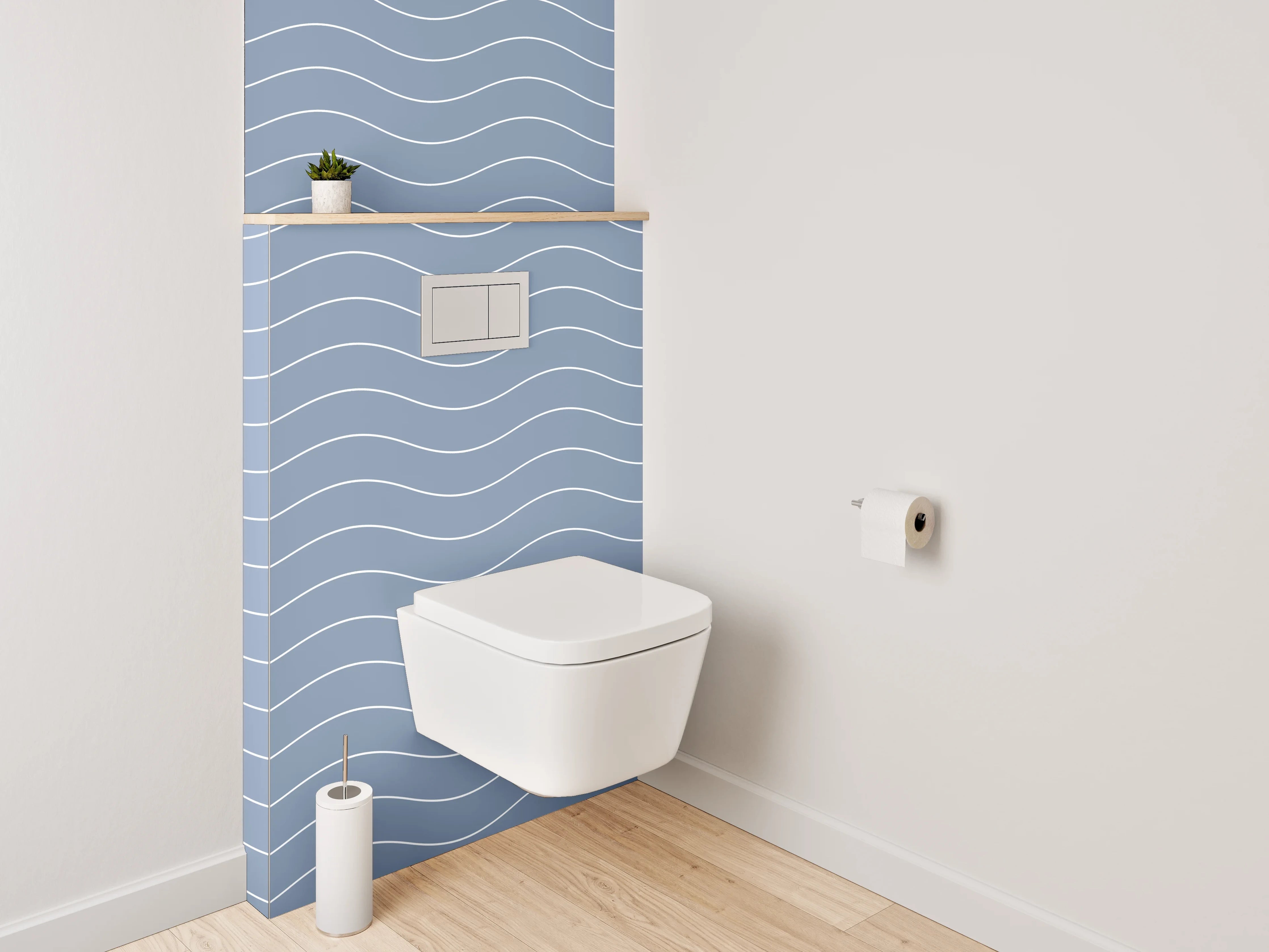 WC-Rückwand - Wellenmuster Blau Grau Modern