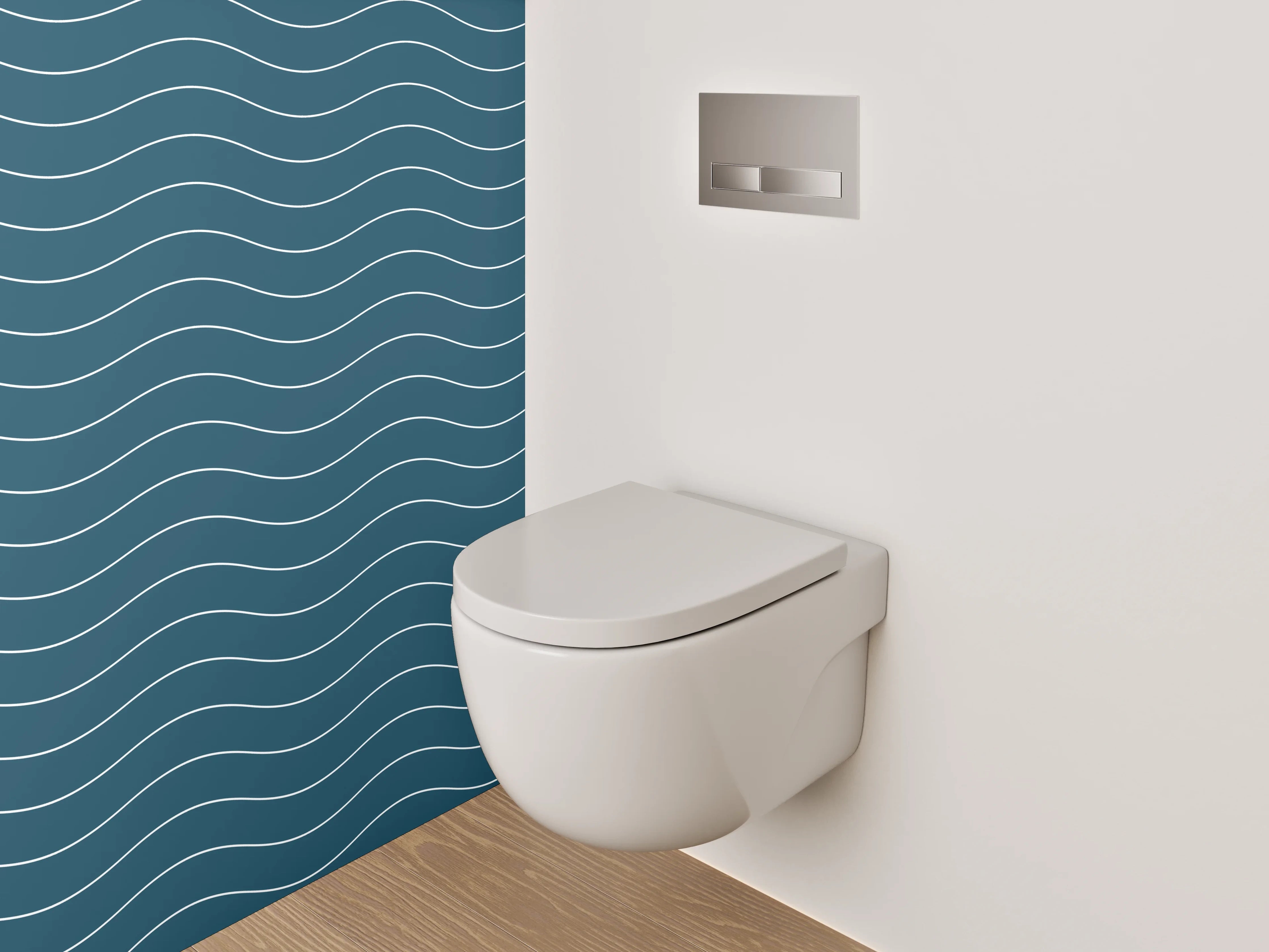 WC-Rückwand - Wellenmuster Blau Modern
