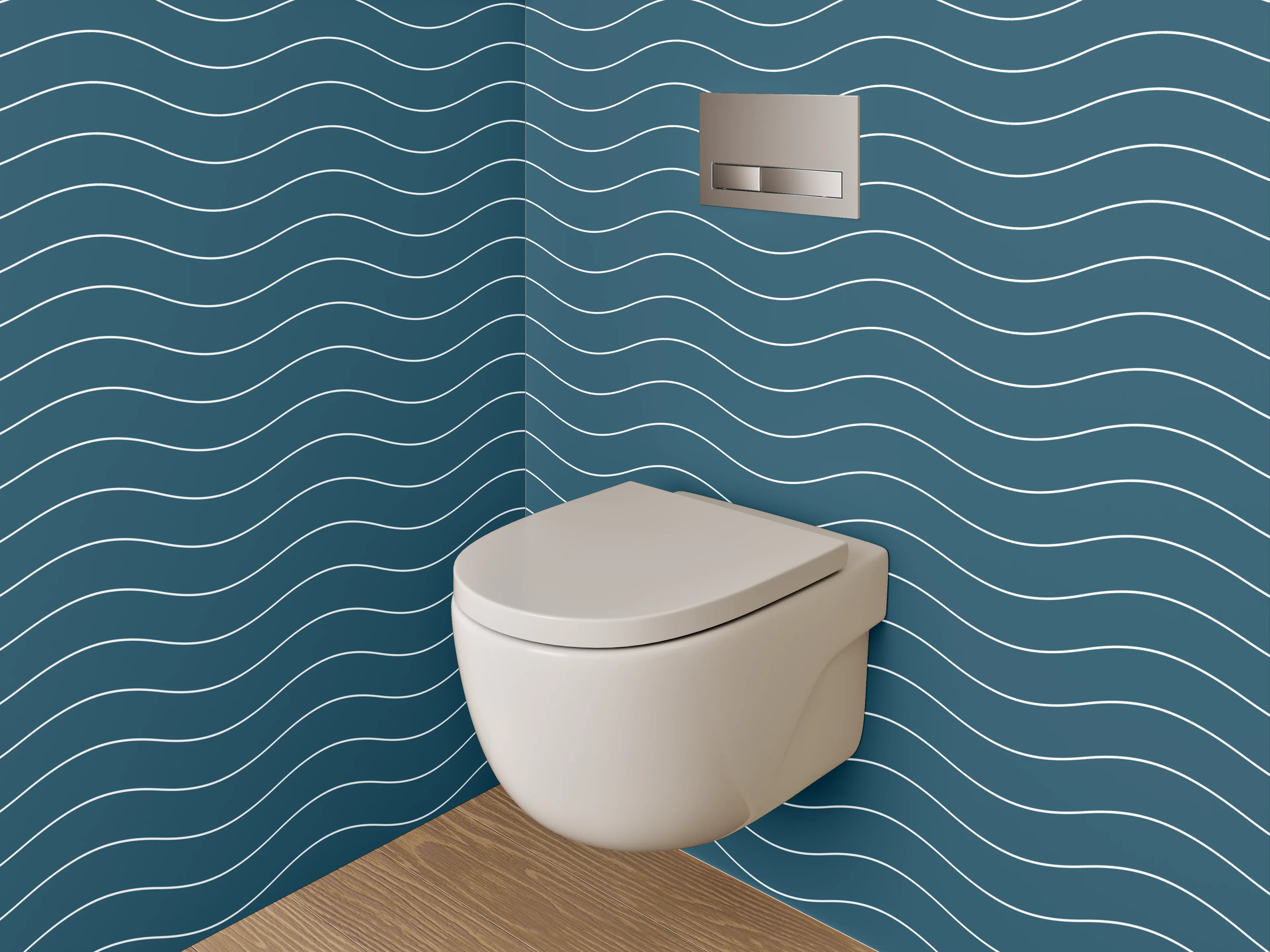 WC-Rückwand - Wellenmuster Blau Modern