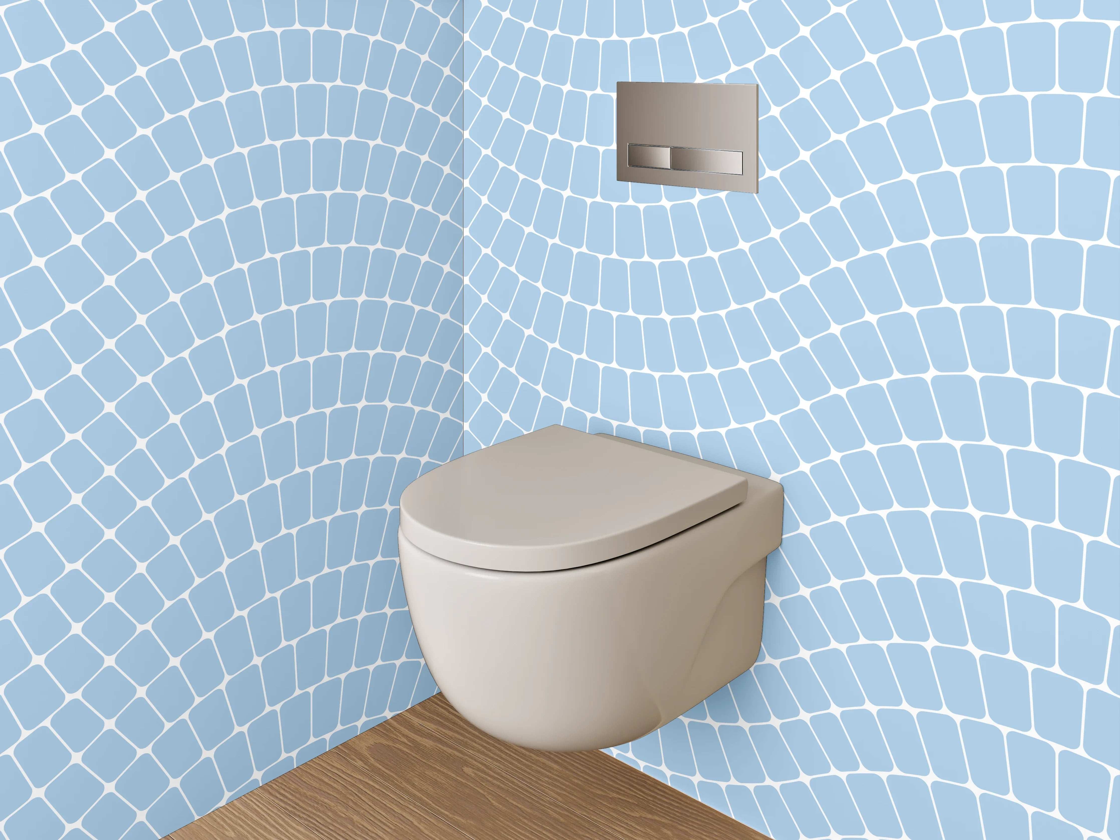 WC-Rückwand - Wellenmuster Blau Weiß Modern
