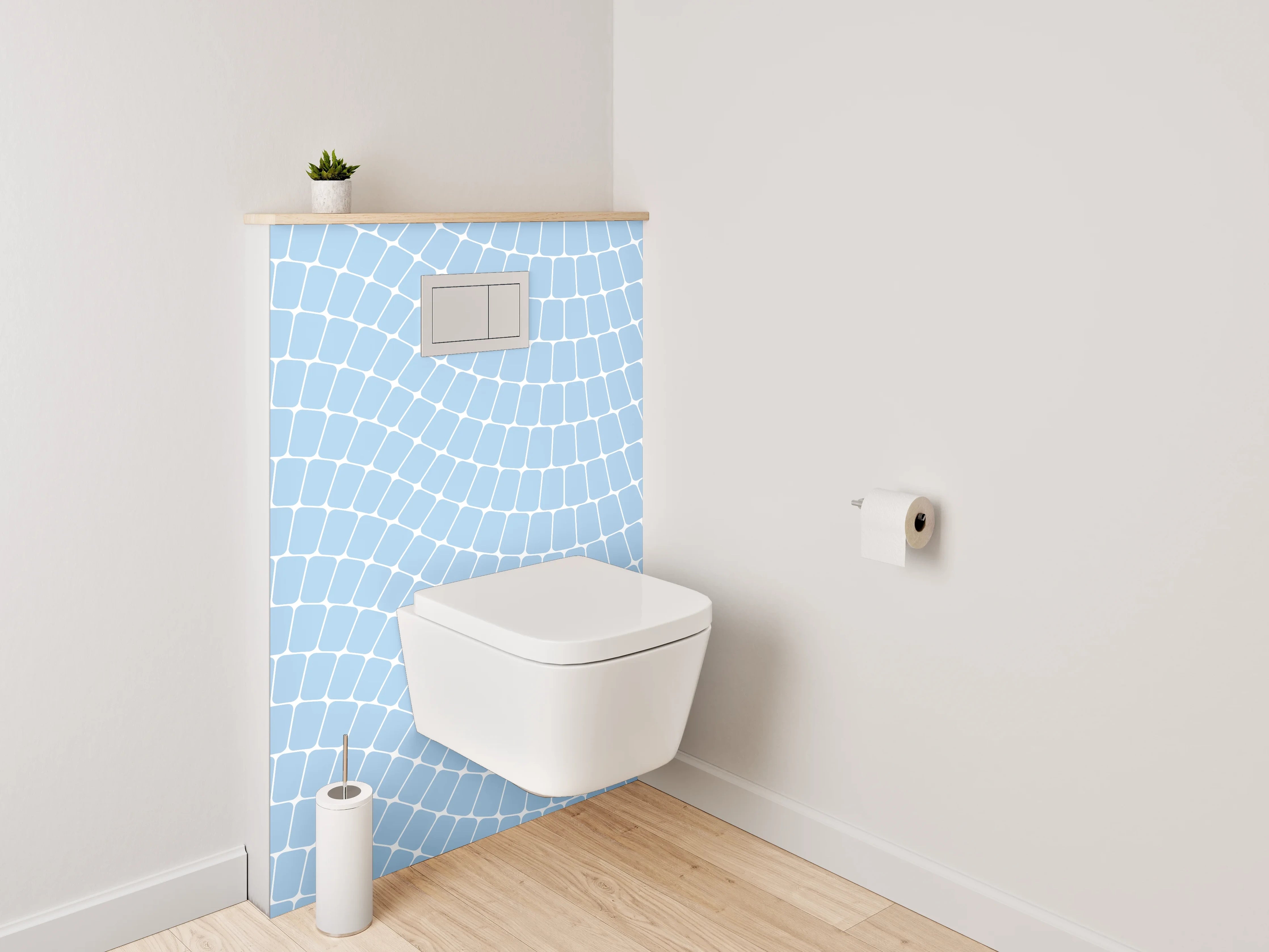 WC-Rückwand - Wellenmuster Blau Weiß Modern