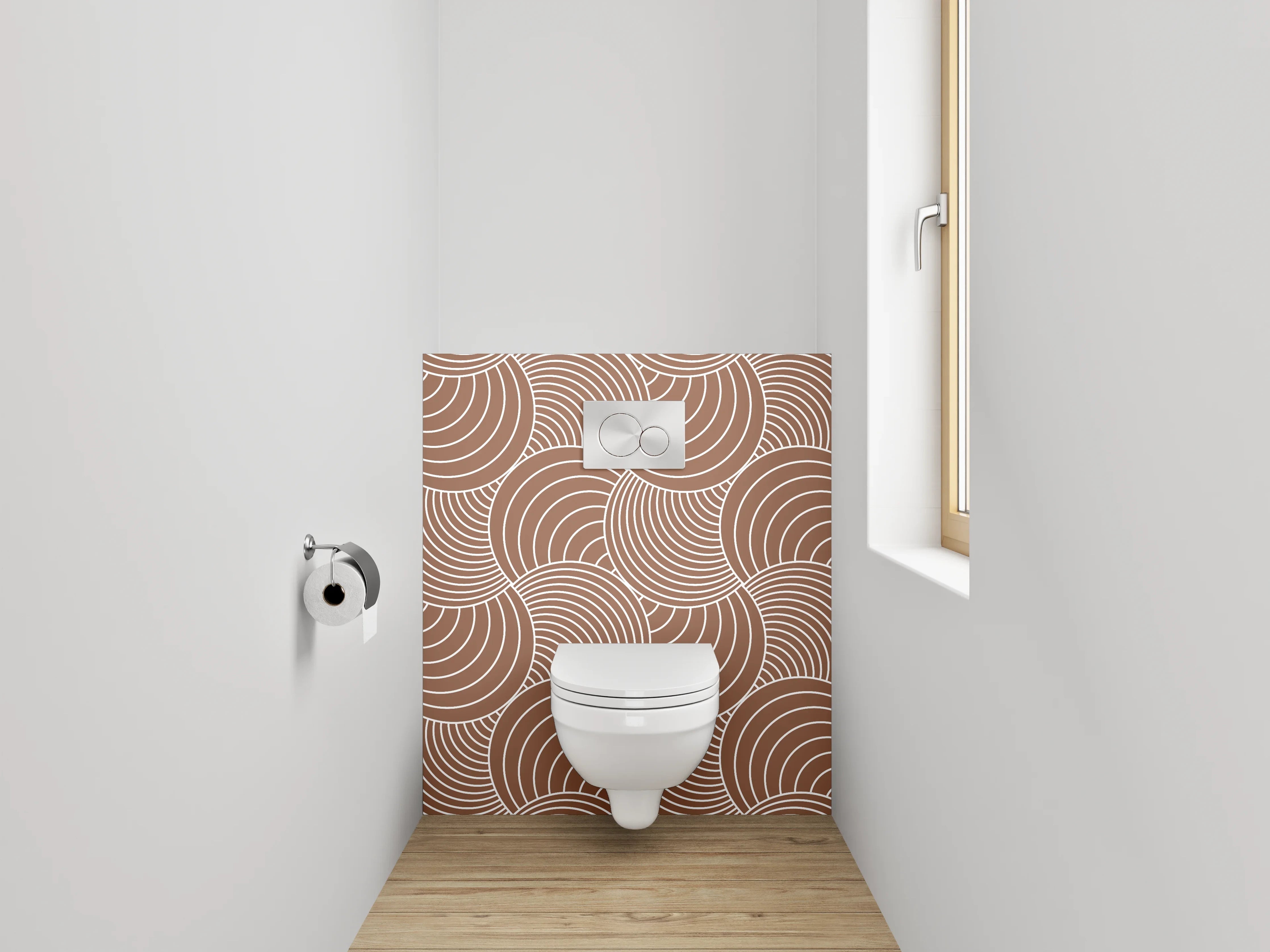 WC-Rückwand - Wellenmuster Braun Zen Abstrakt