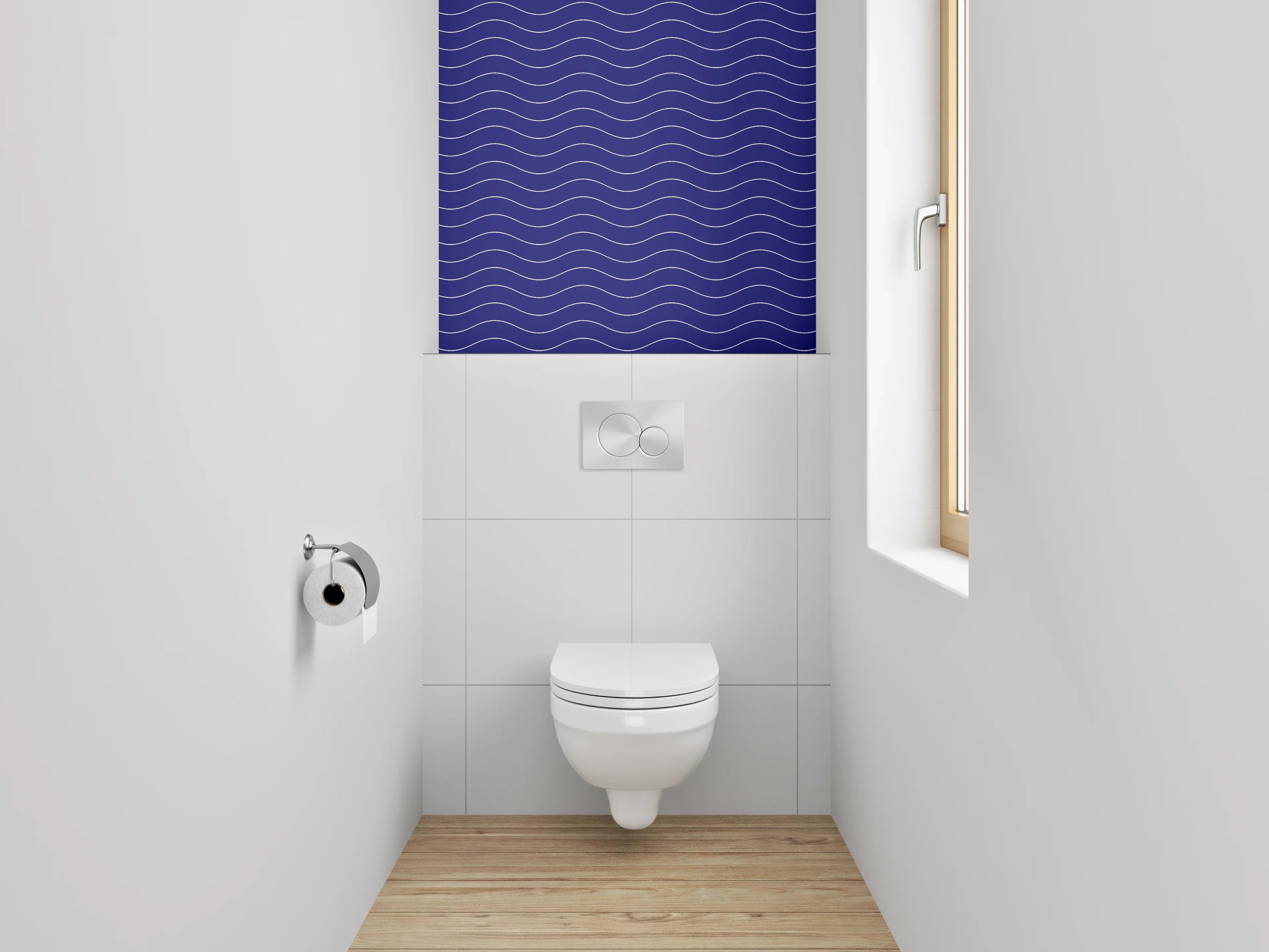 WC-Rückwand - Wellenmuster Dunkelblau