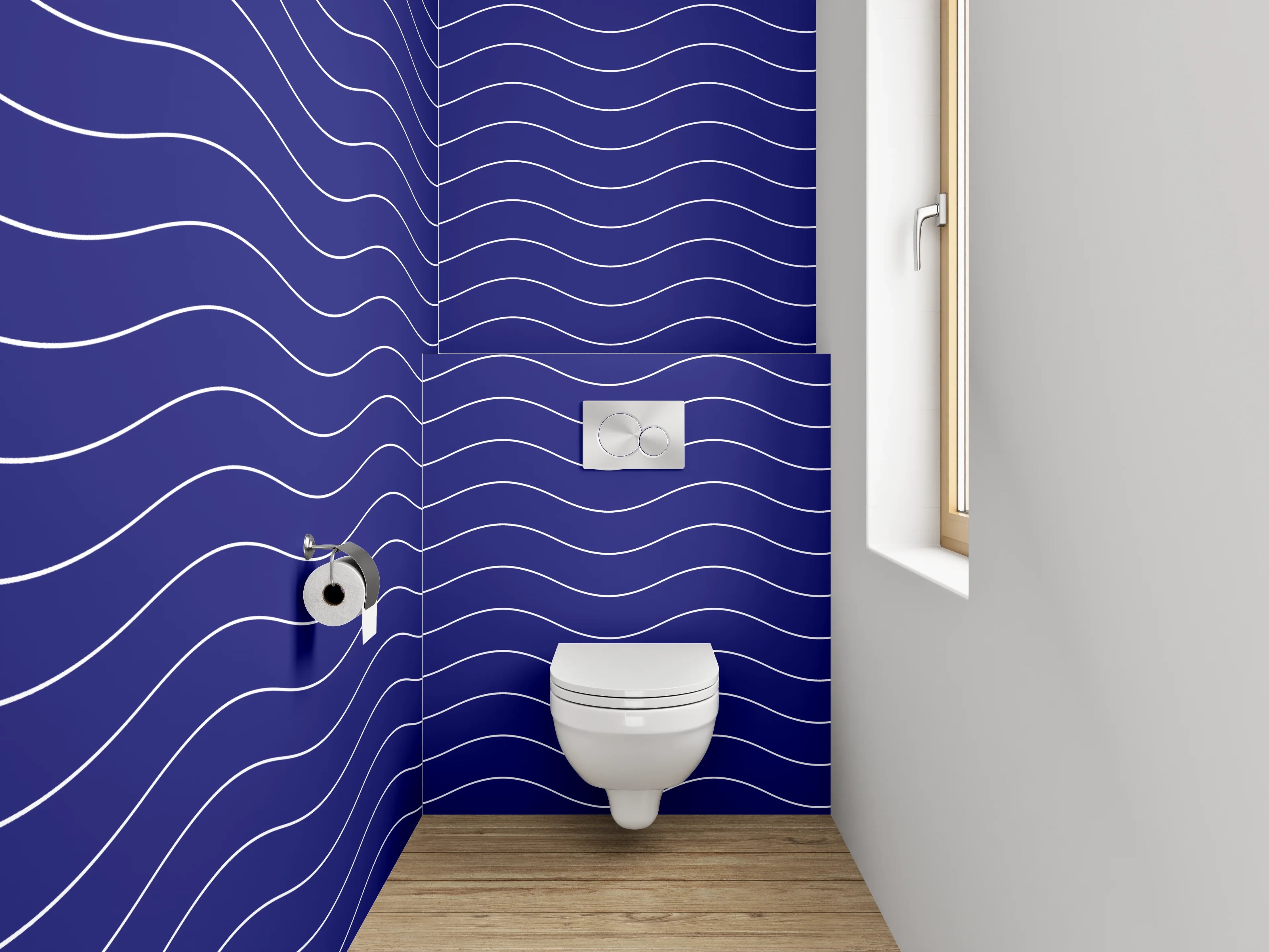 WC-Rückwand - Wellenmuster Dunkelblau