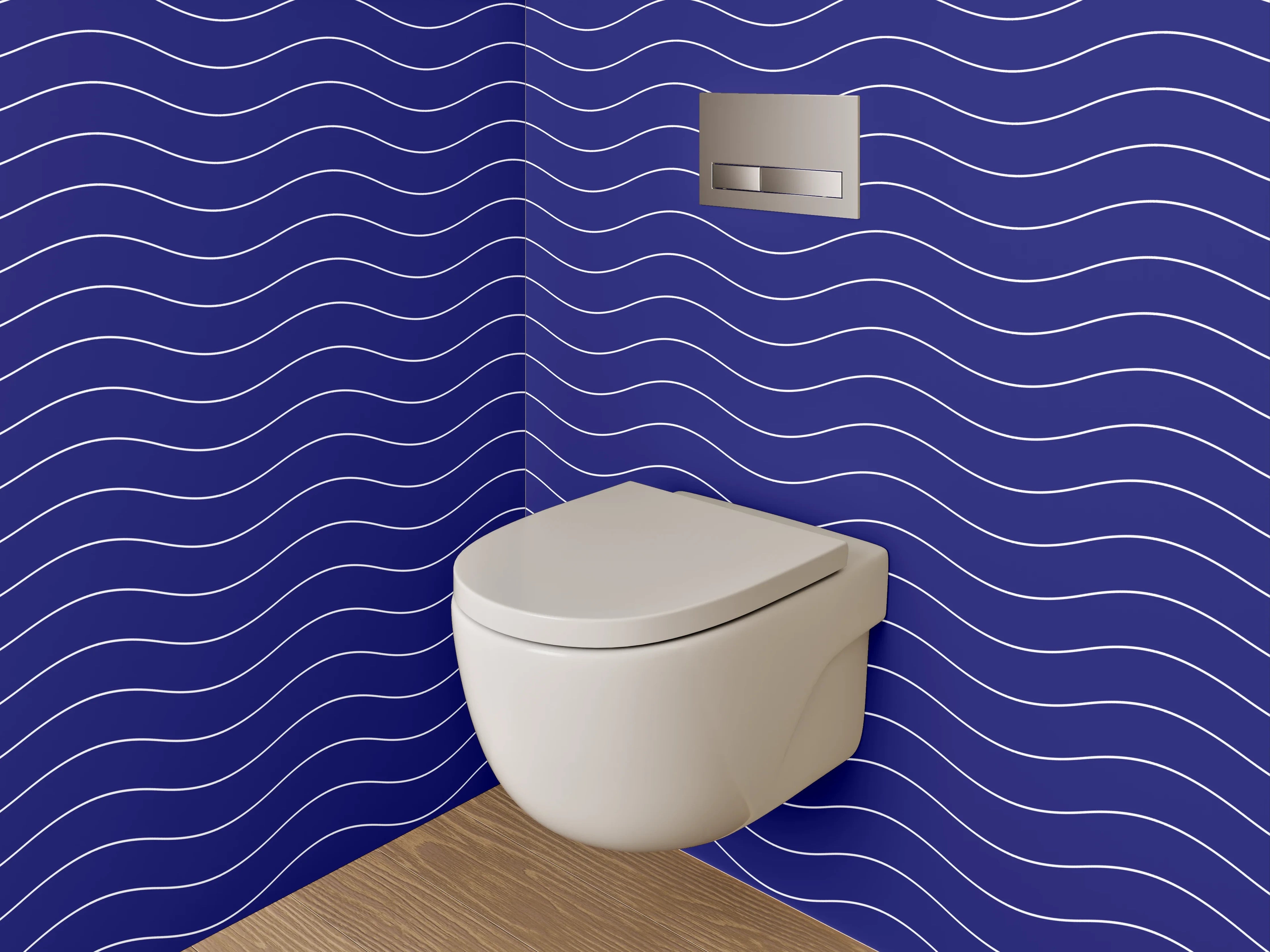 WC-Rückwand - Wellenmuster Dunkelblau