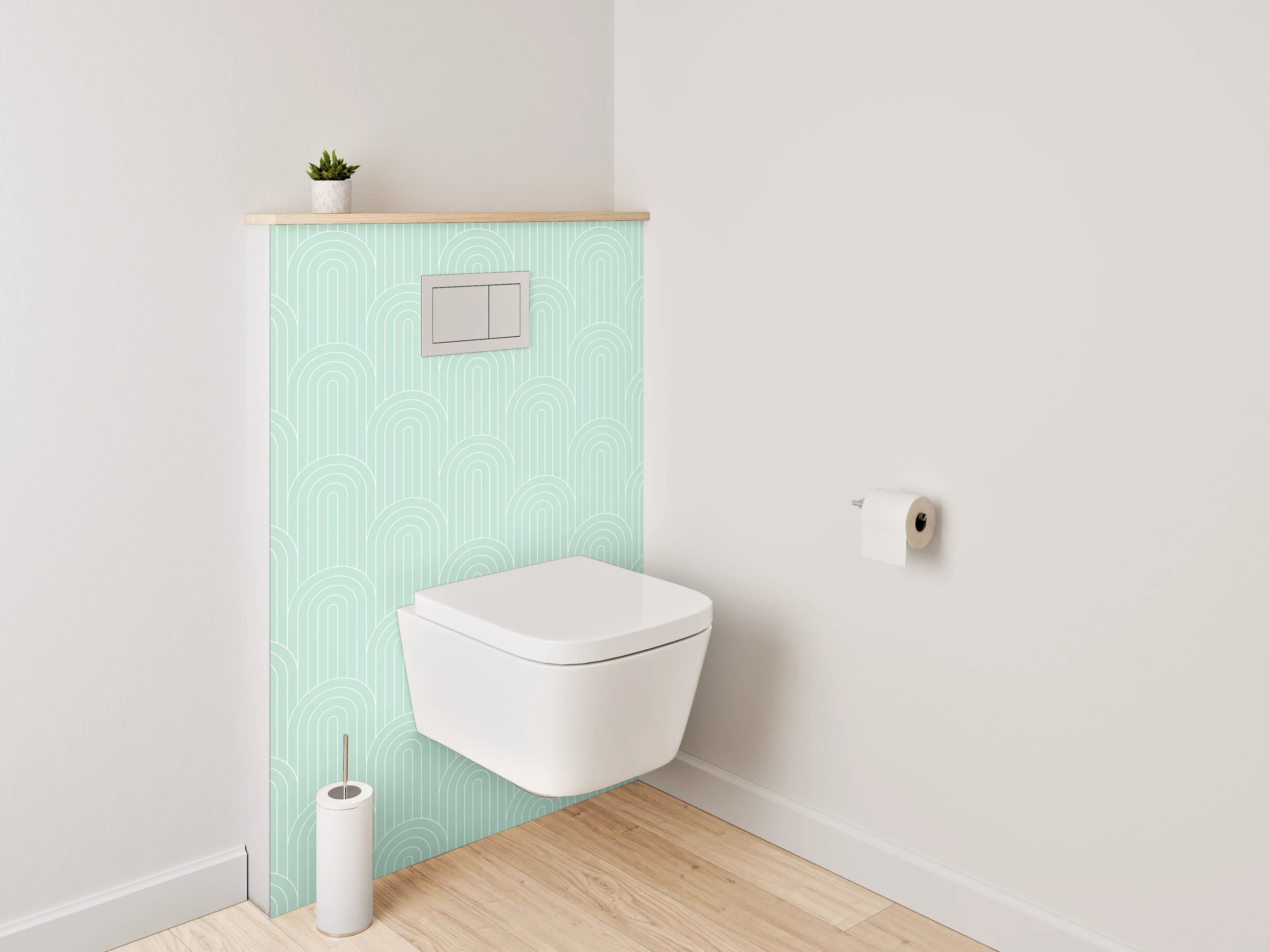 WC-Rückwand - Wellenmuster Mint – Geometrisches Design