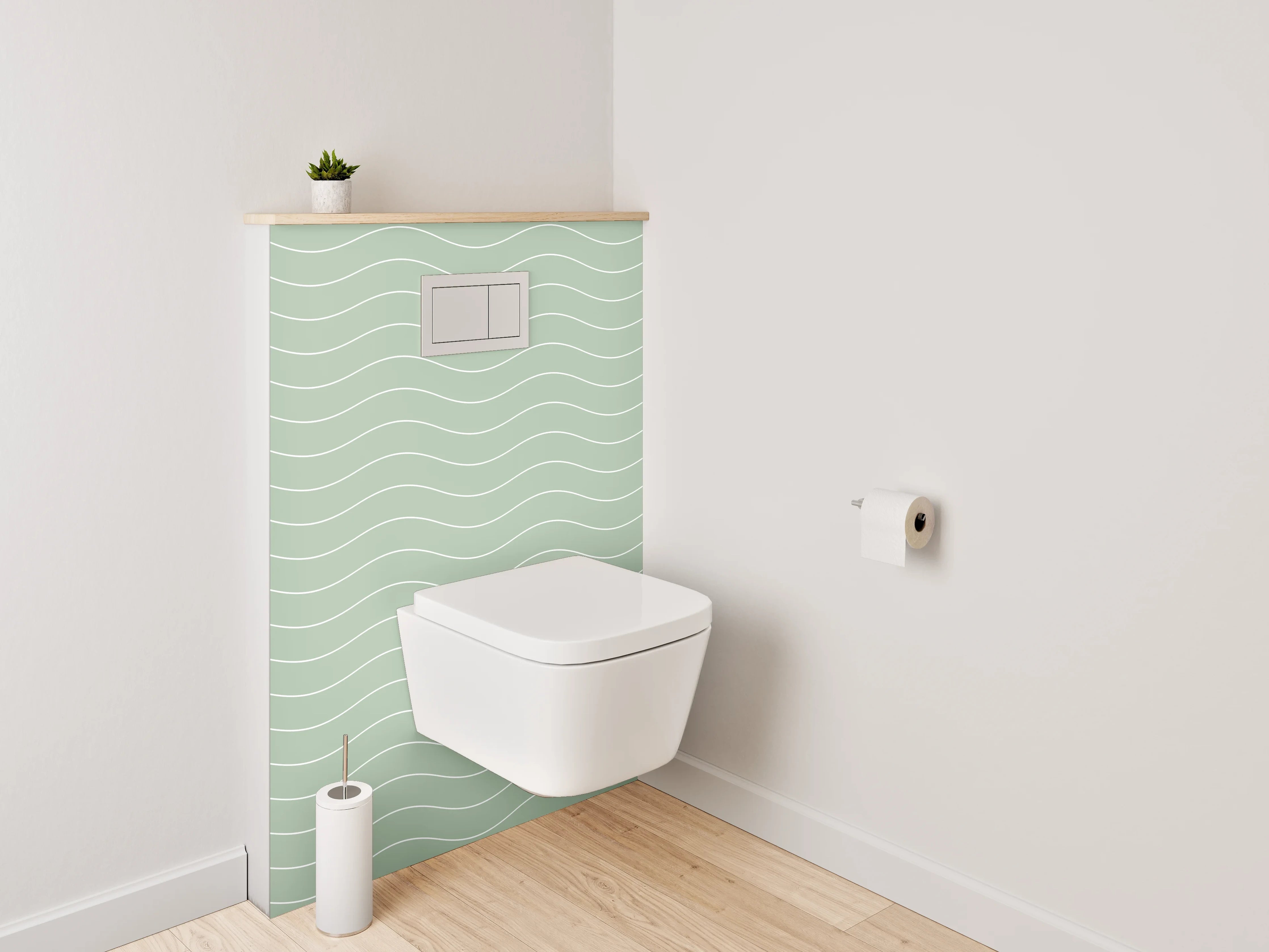 WC-Rückwand - Wellenmuster Mintgrün Minimalistisch
