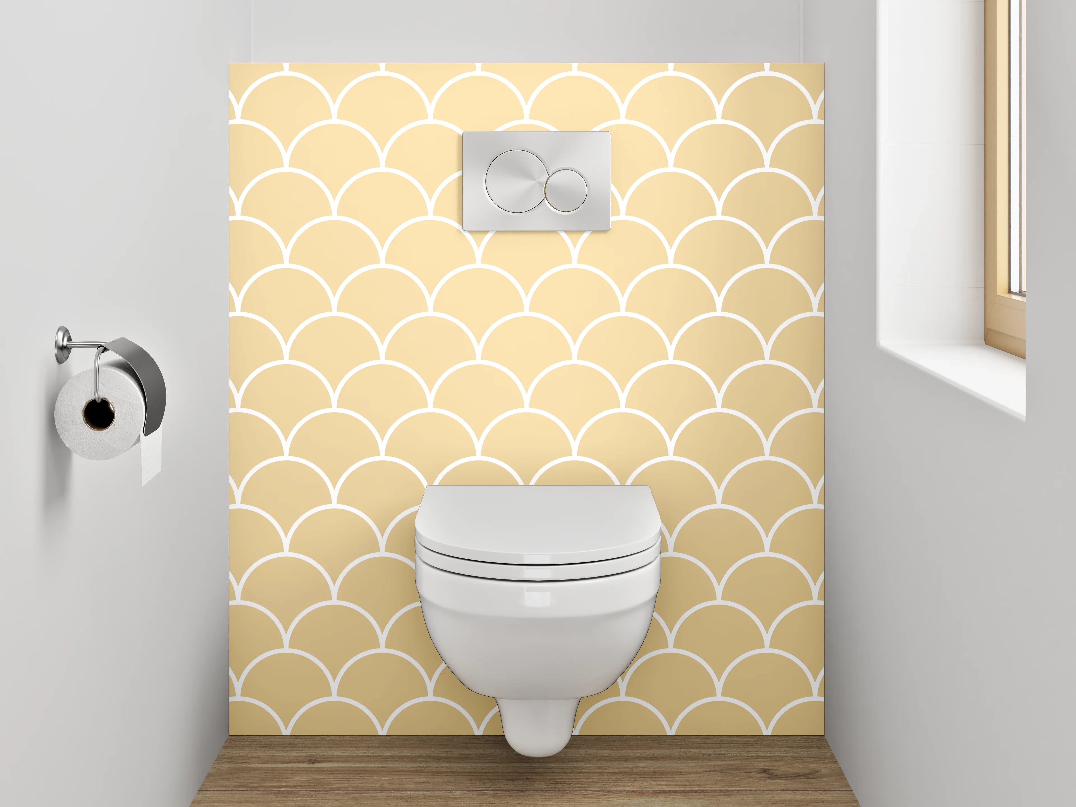 WC-Rückwand - Wellenmuster Retro Beige