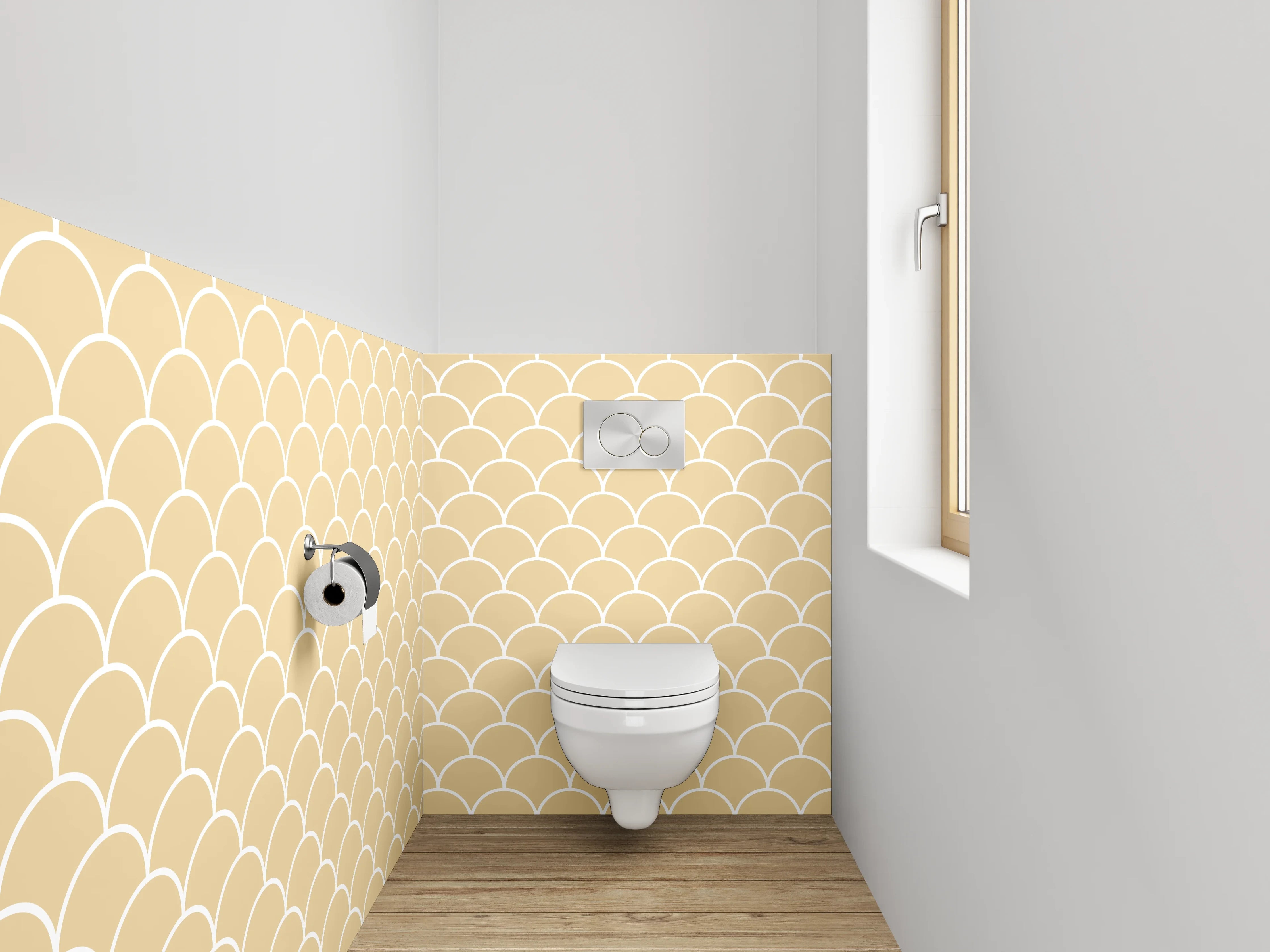 WC-Rückwand - Wellenmuster Retro Beige