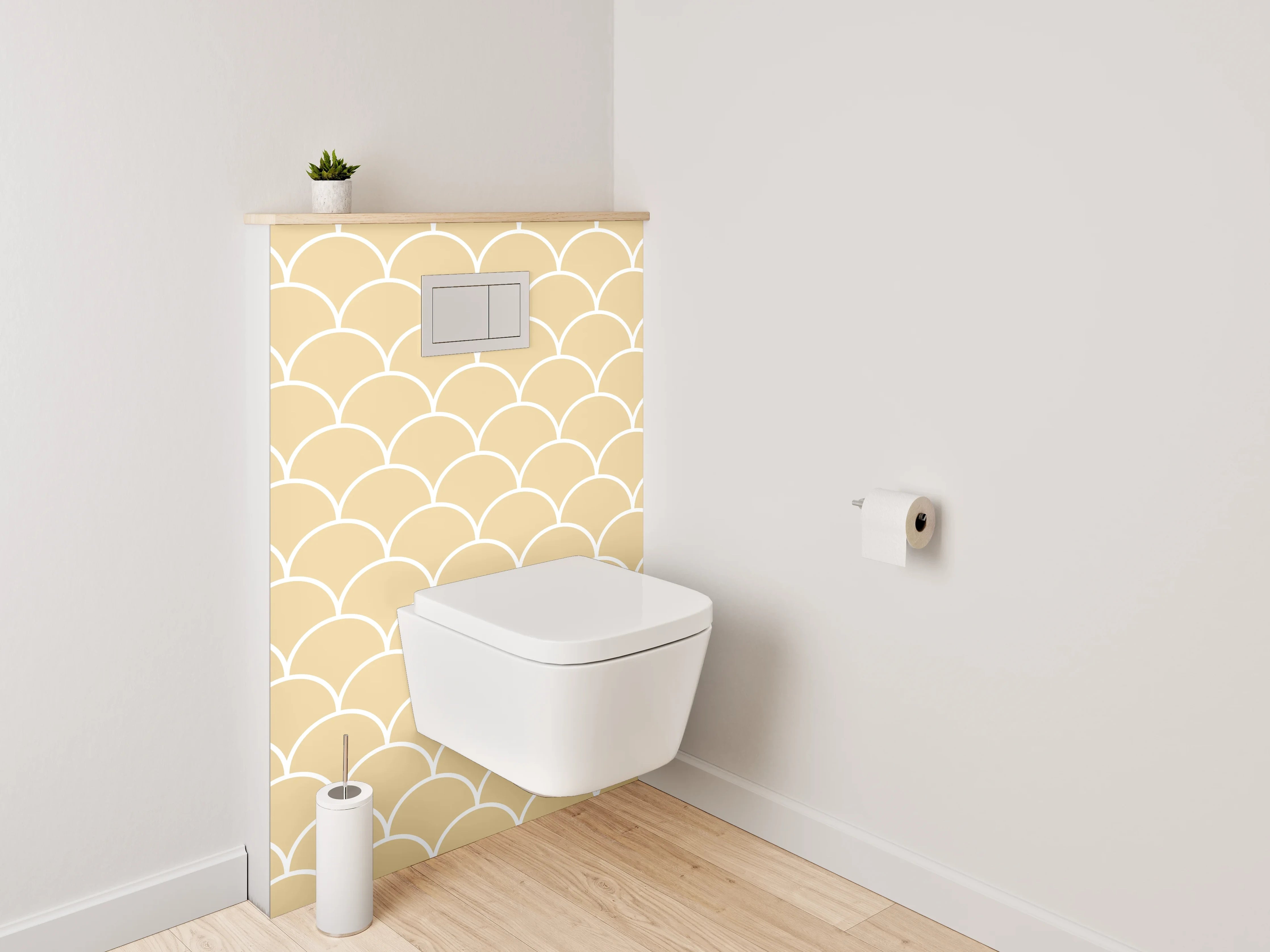 WC-Rückwand - Wellenmuster Retro Beige