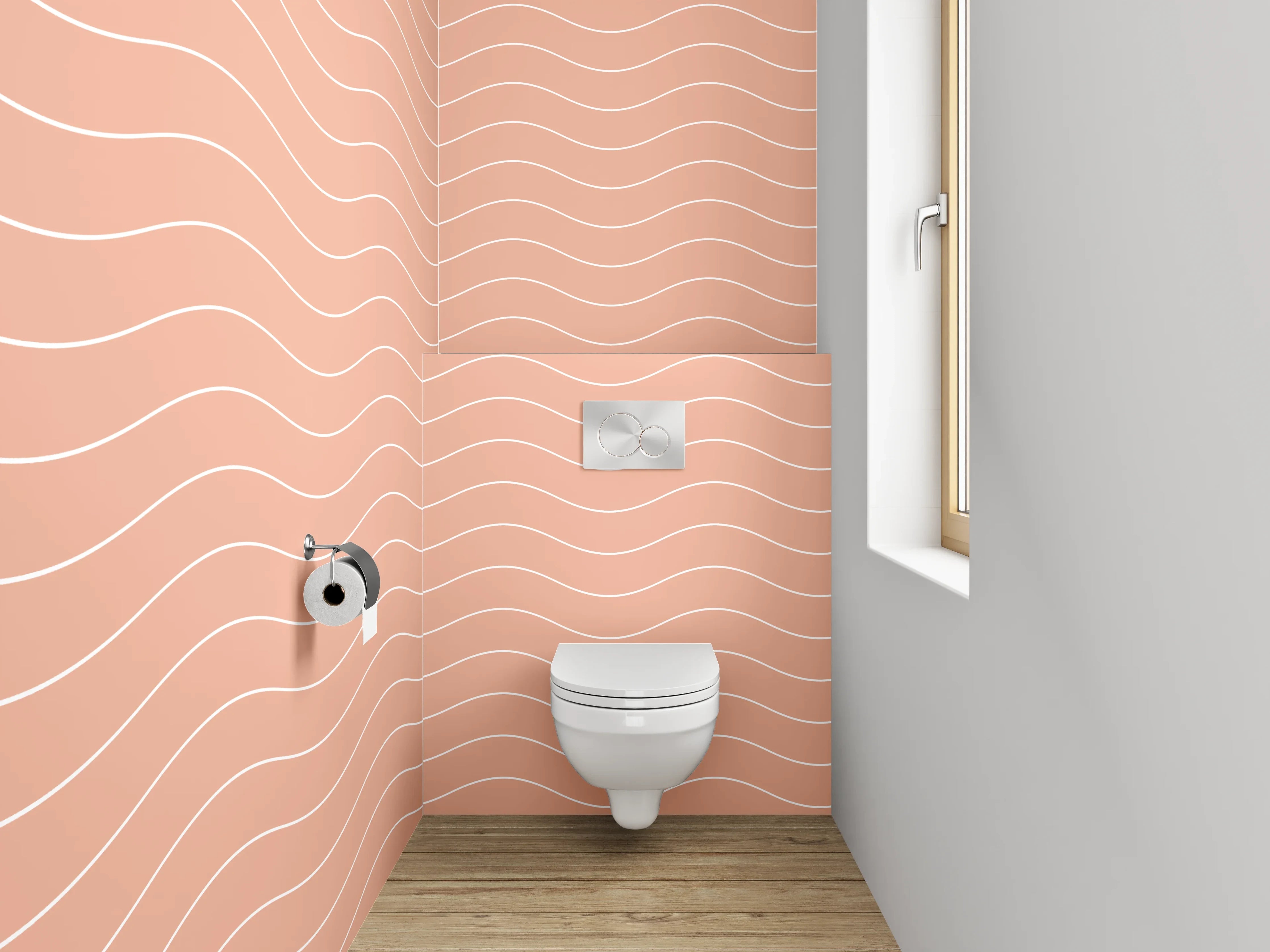 WC-Rückwand - Wellenmuster in Apricot