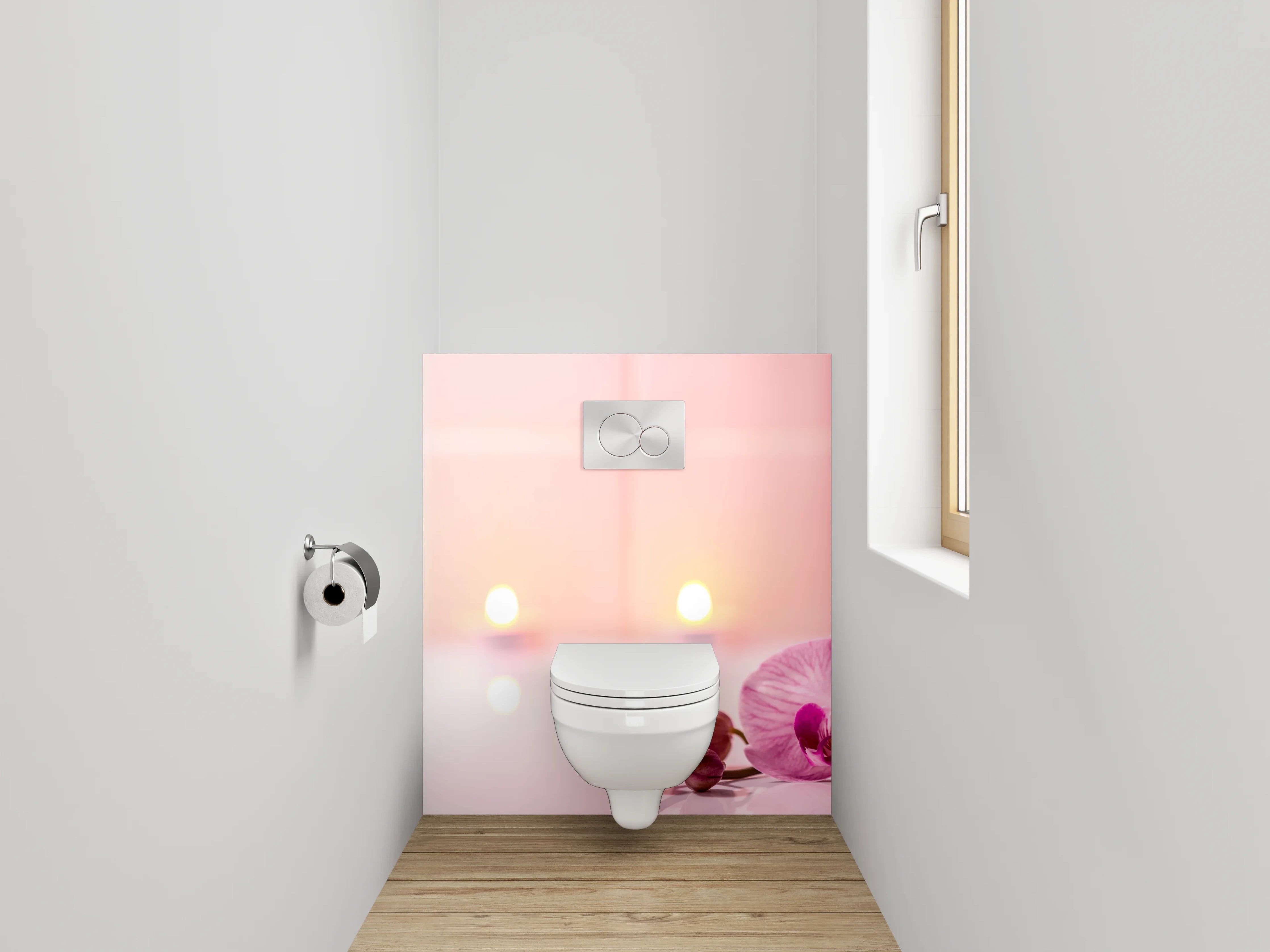 WC-Rückwand - Wellness Steine und Orchidee Kerzenschein