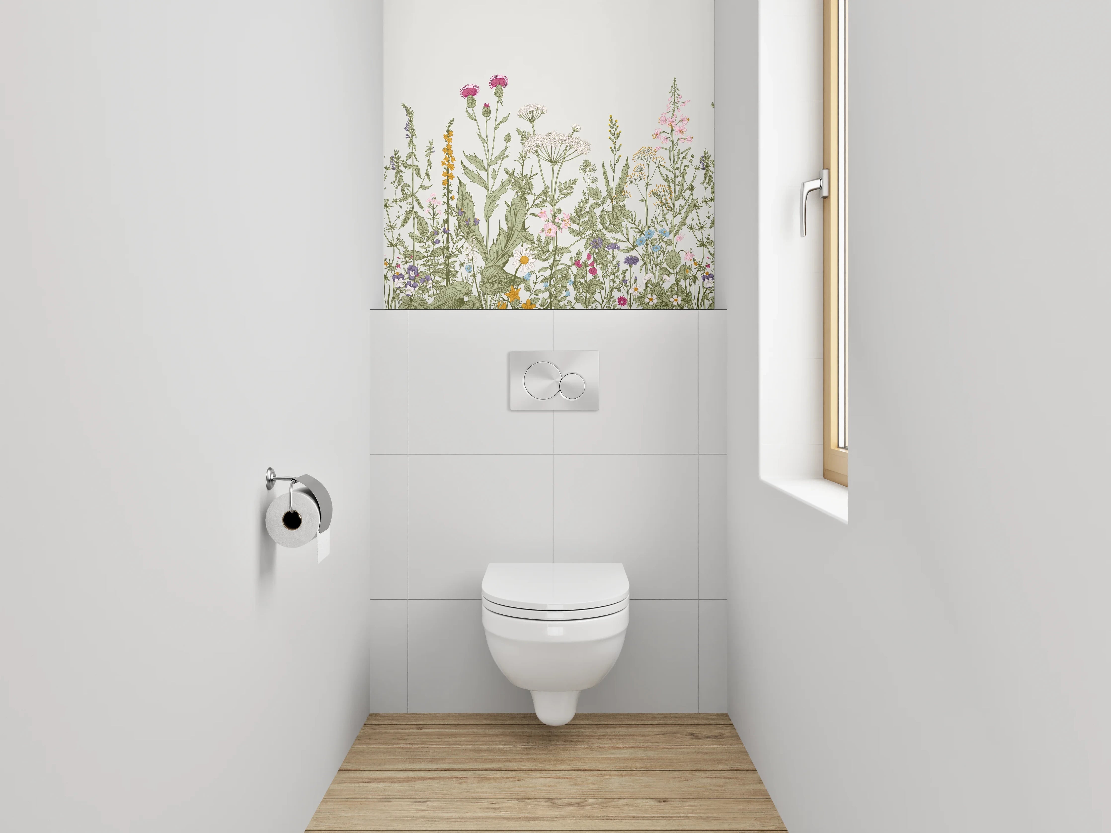 WC-Rückwand - Wiese aus Wildblumen Illustration