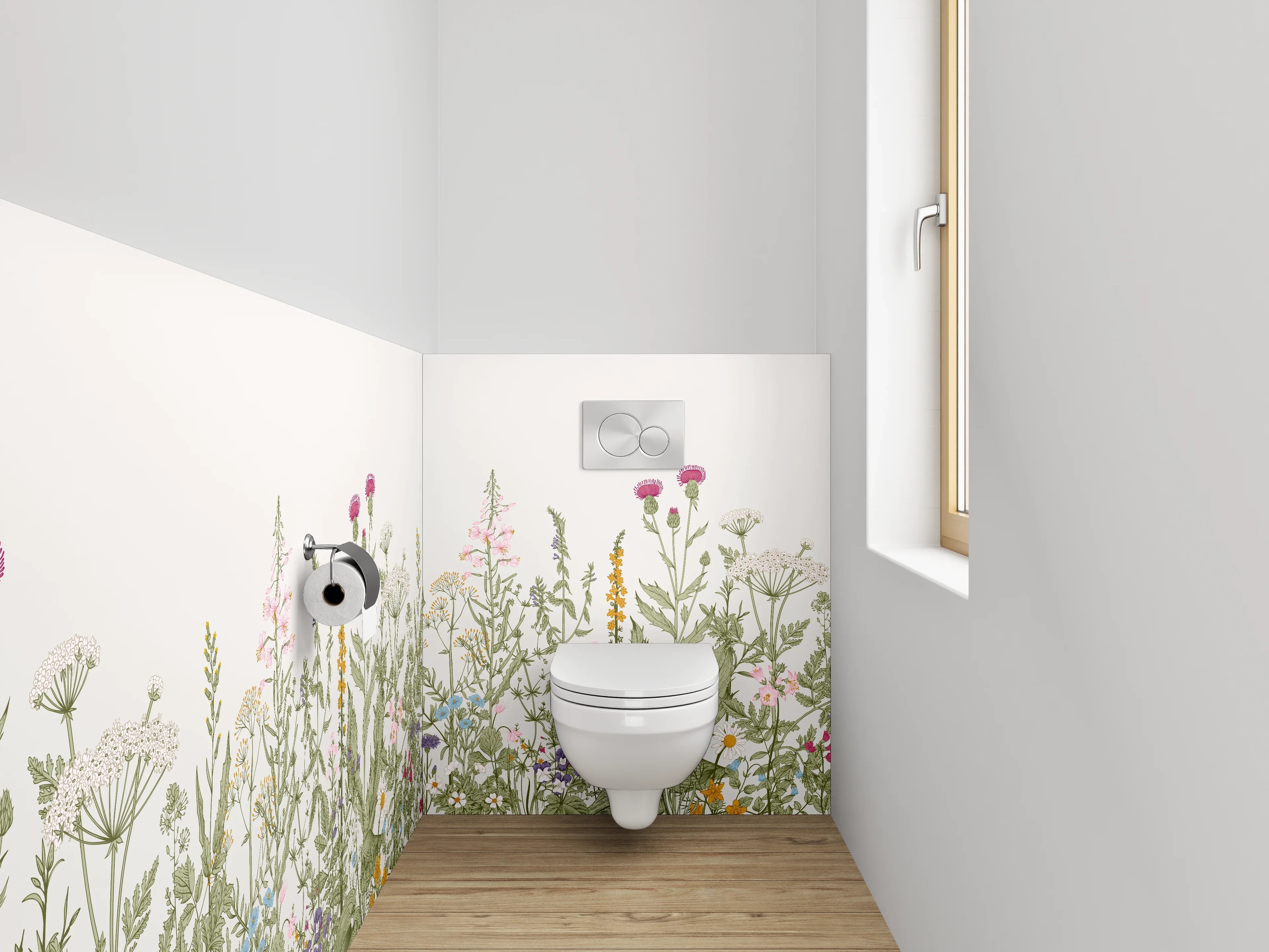 WC-Rückwand - Wiese aus Wildblumen Illustration