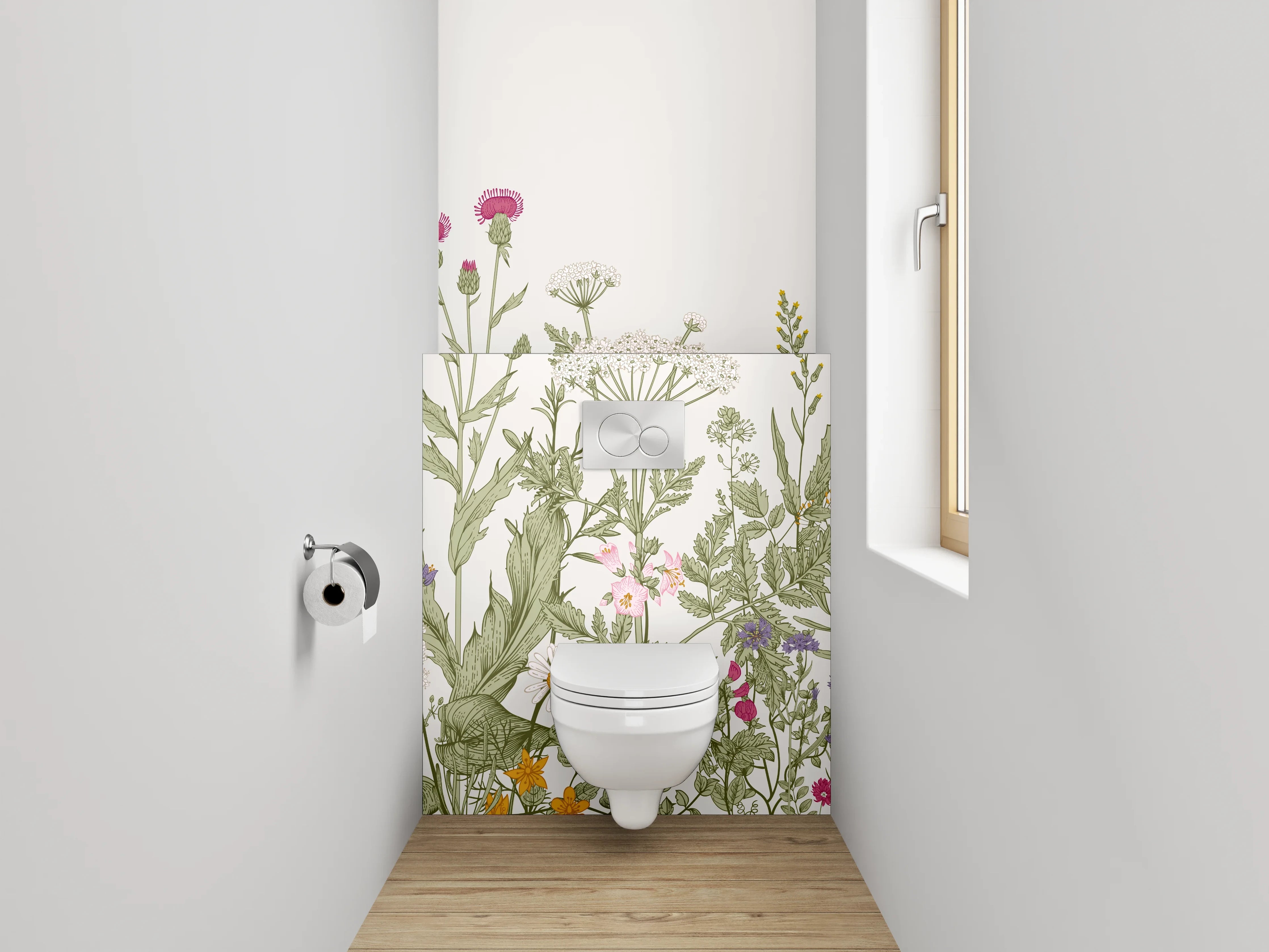WC-Rückwand - Wiese aus Wildblumen Illustration