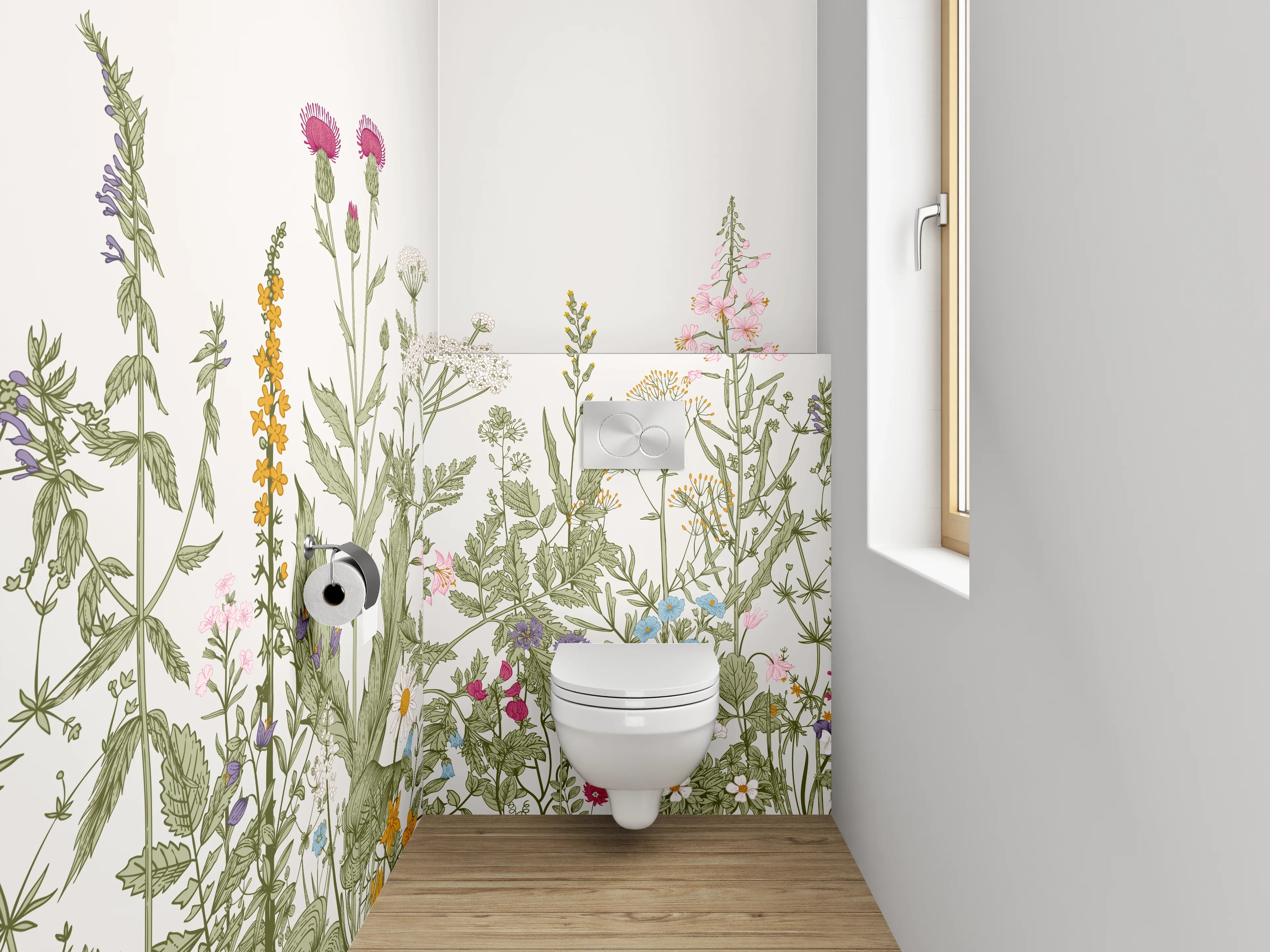 WC-Rückwand - Wiese aus Wildblumen Illustration