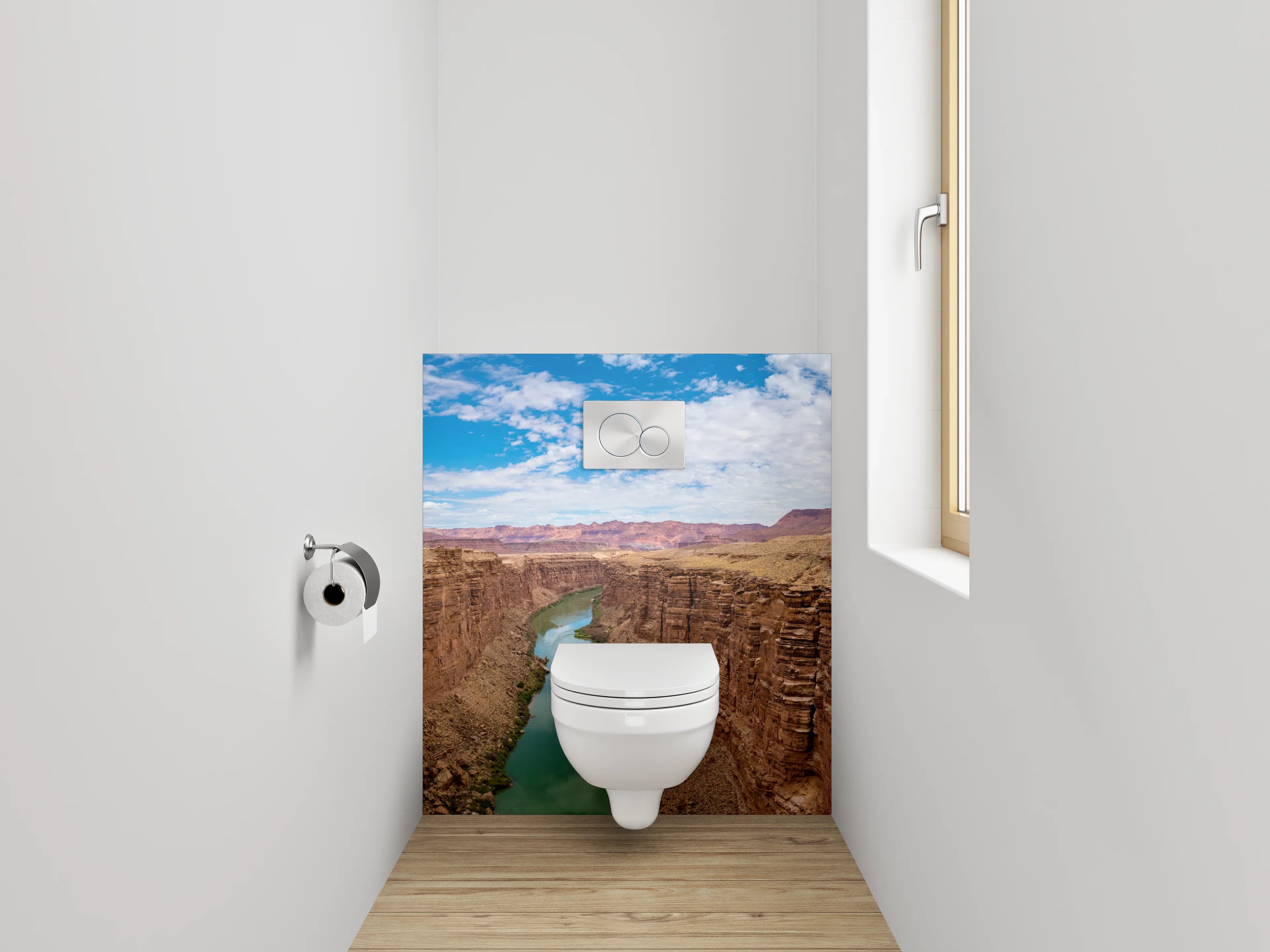 WC-Rückwand - Wilder Canyon mit Flusspanorama