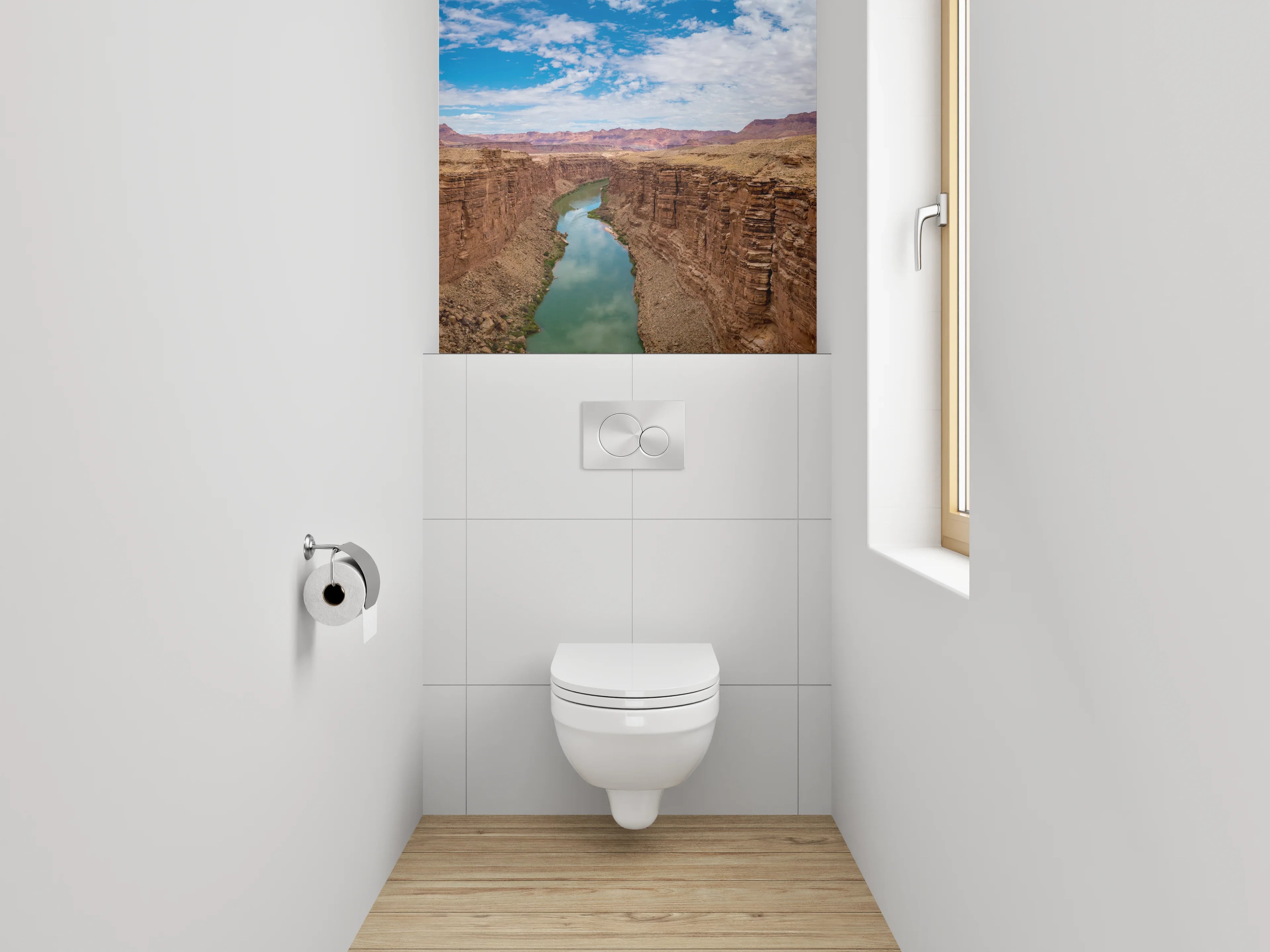 WC-Rückwand - Wilder Canyon mit Flusspanorama