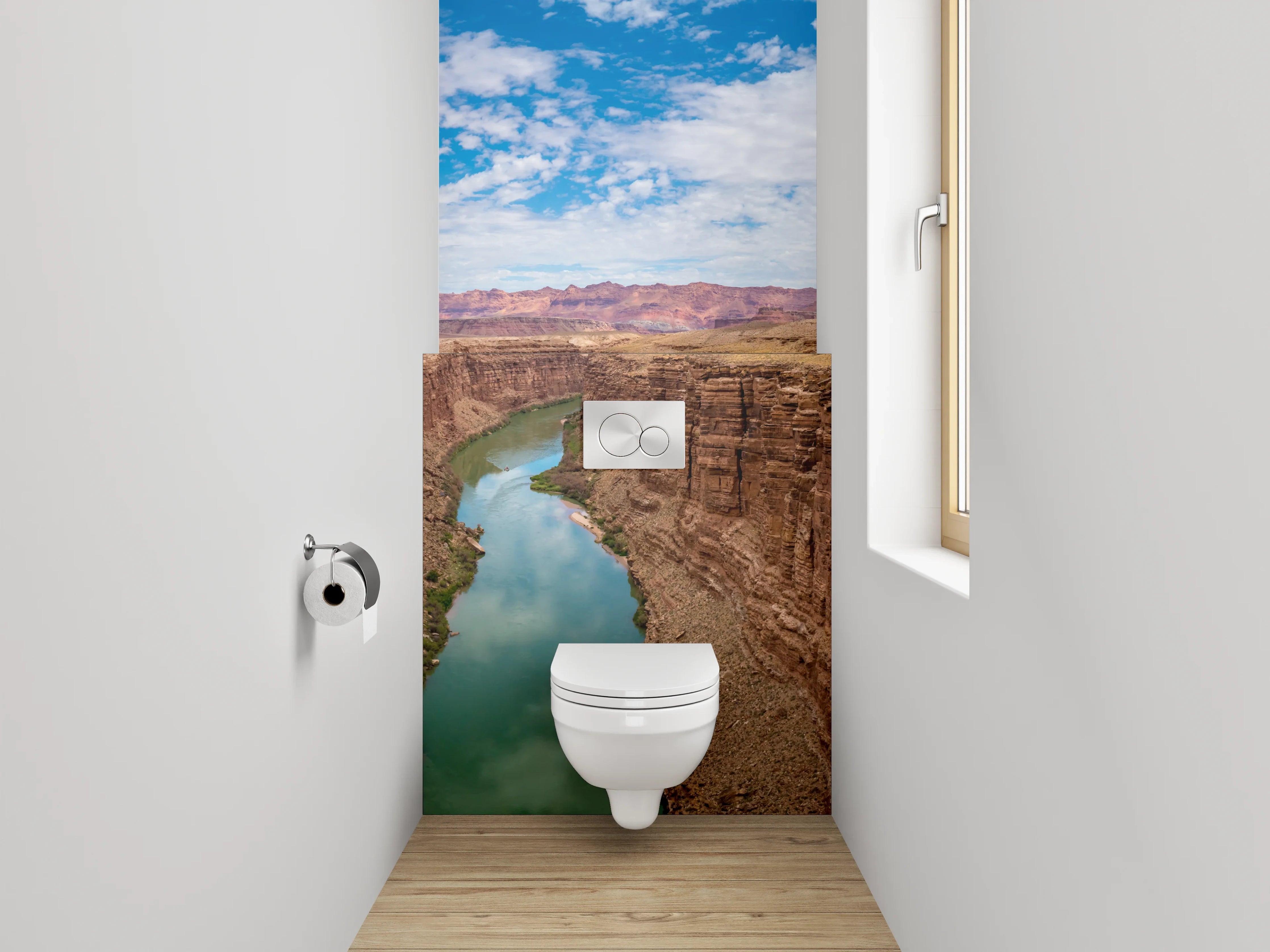 WC-Rückwand - Wilder Canyon mit Flusspanorama