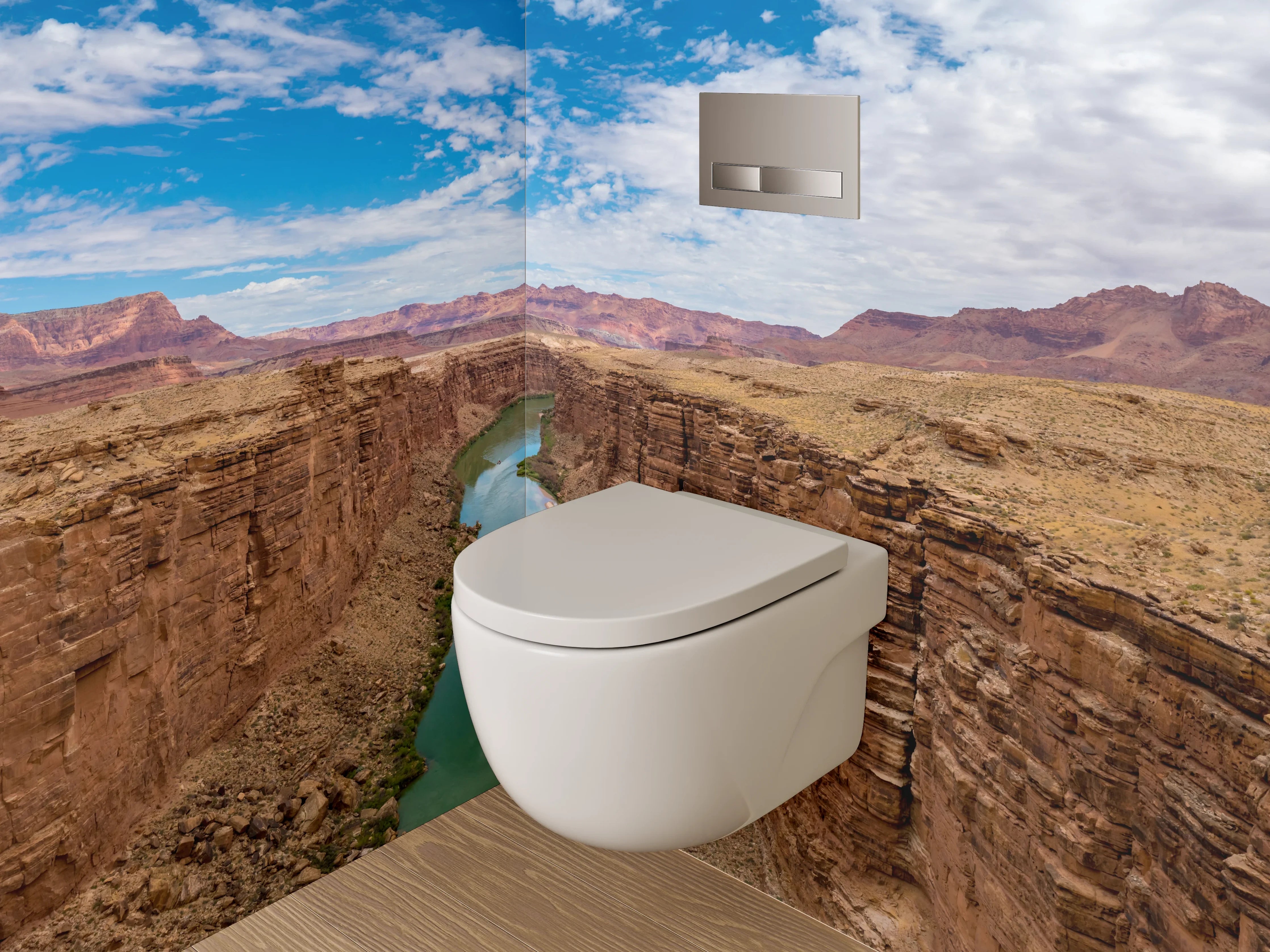 WC-Rückwand - Wilder Canyon mit Flusspanorama