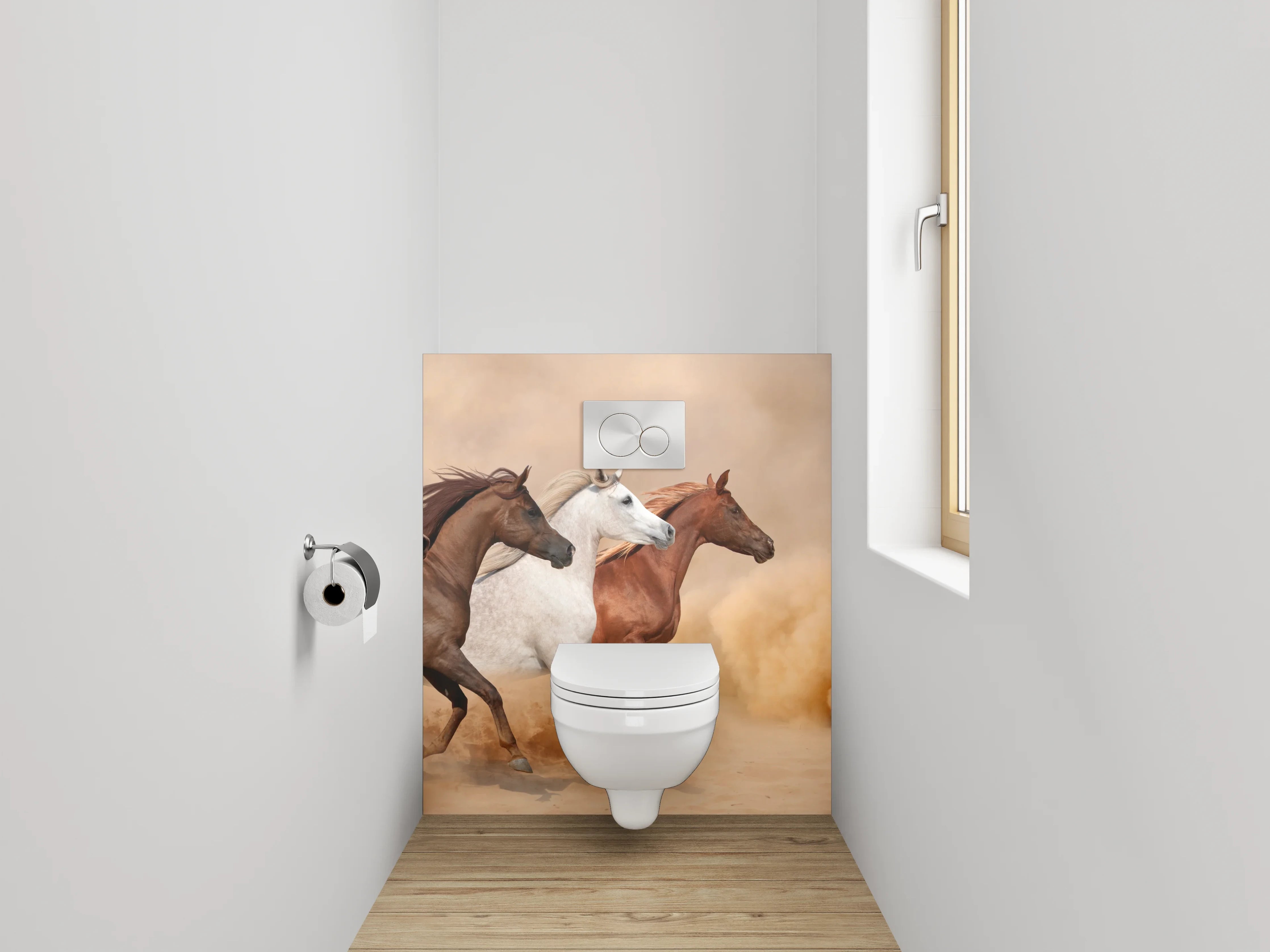 WC-Rückwand - Wildpferde in der Wüste Panorama