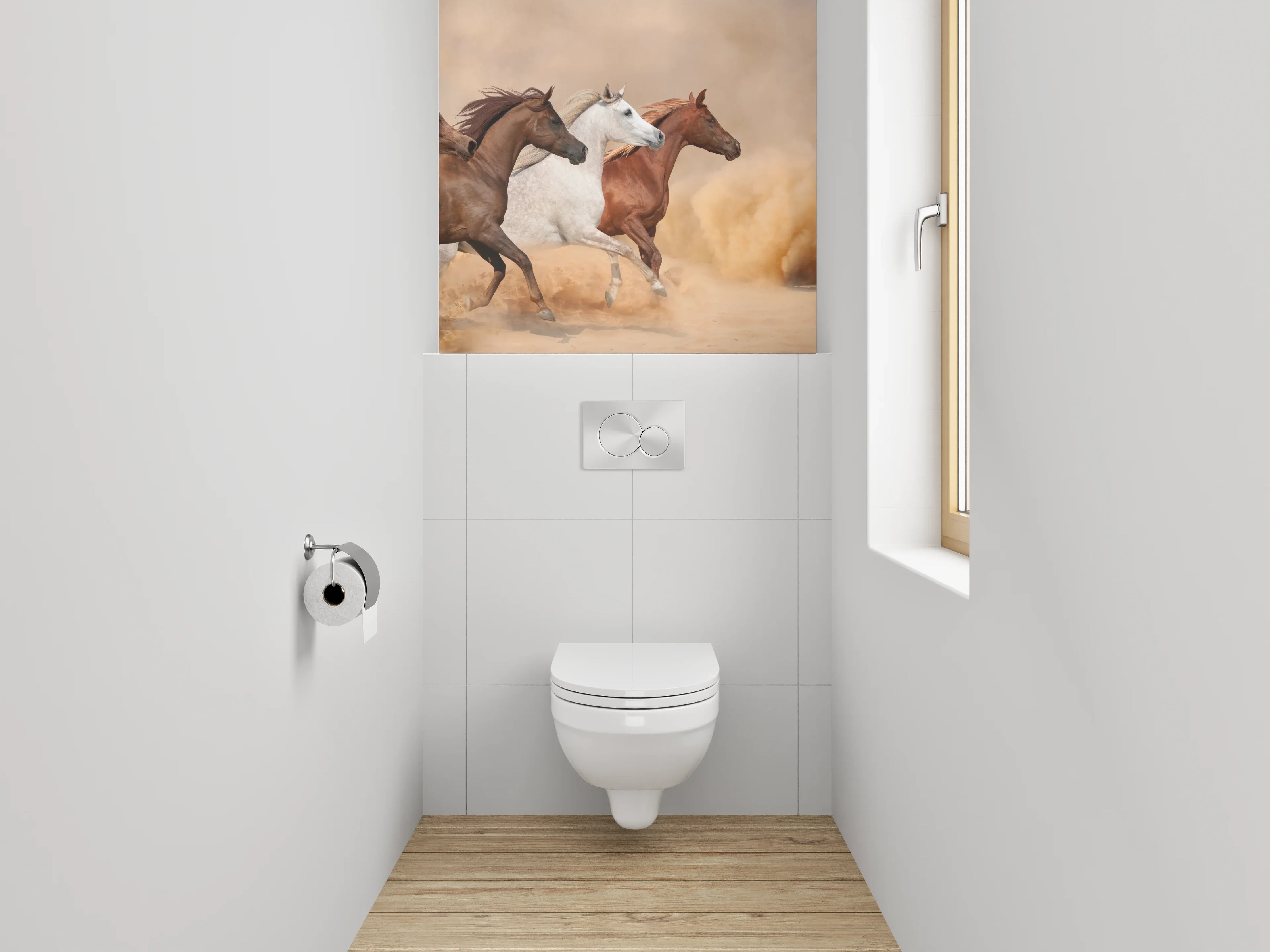 WC-Rückwand - Wildpferde in der Wüste Panorama