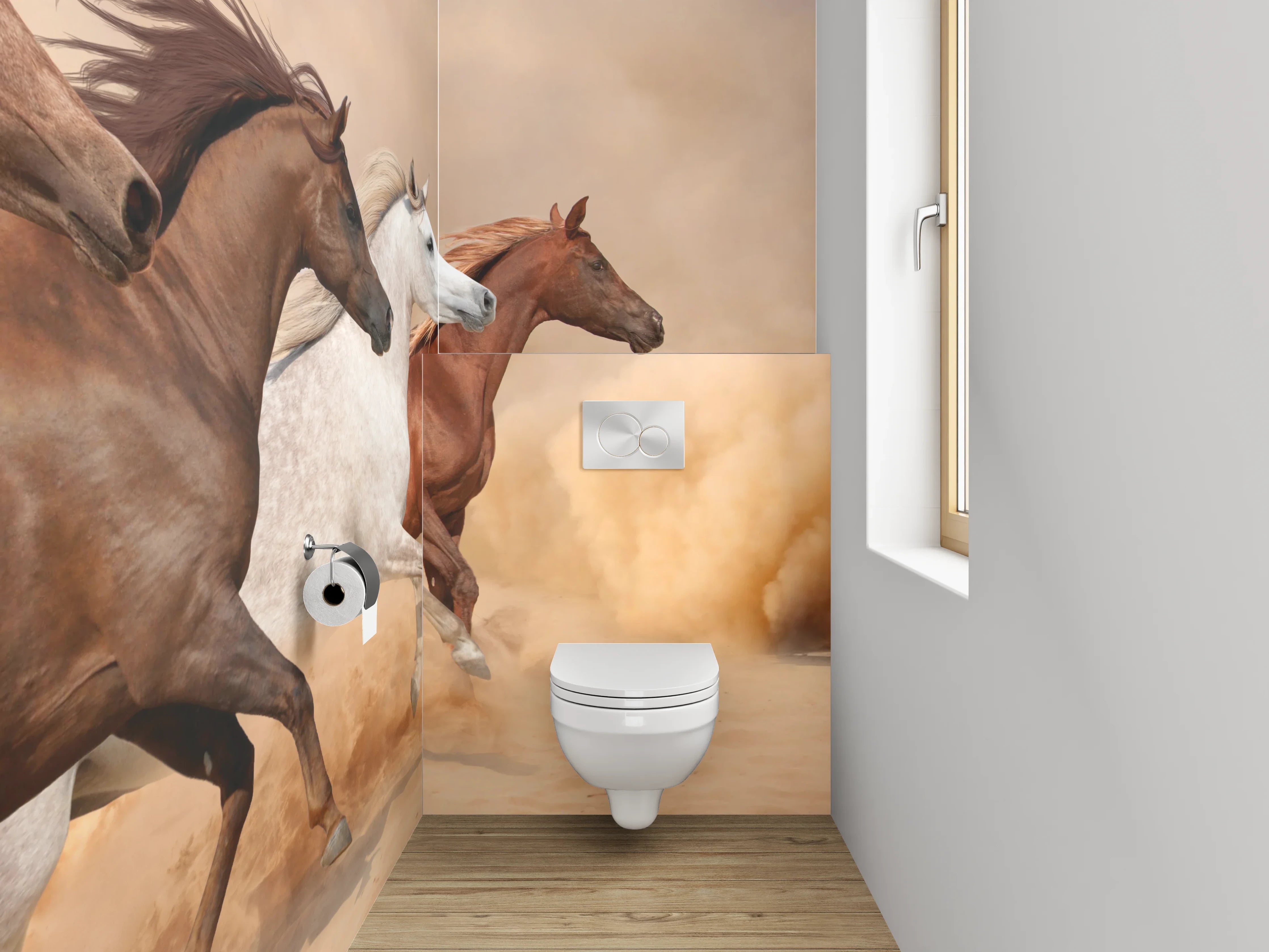 WC-Rückwand - Wildpferde in der Wüste Panorama