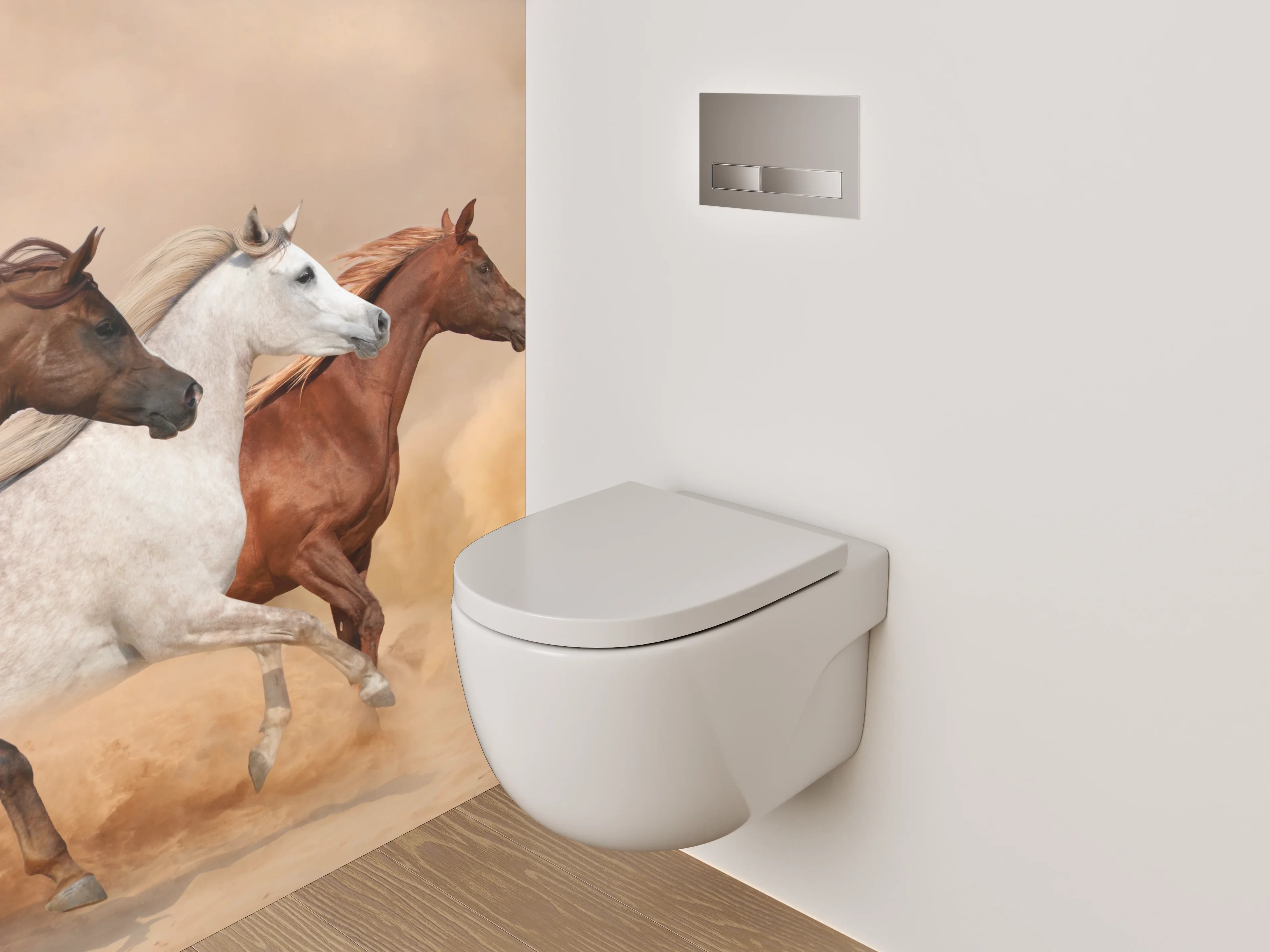 WC-Rückwand - Wildpferde in der Wüste Panorama