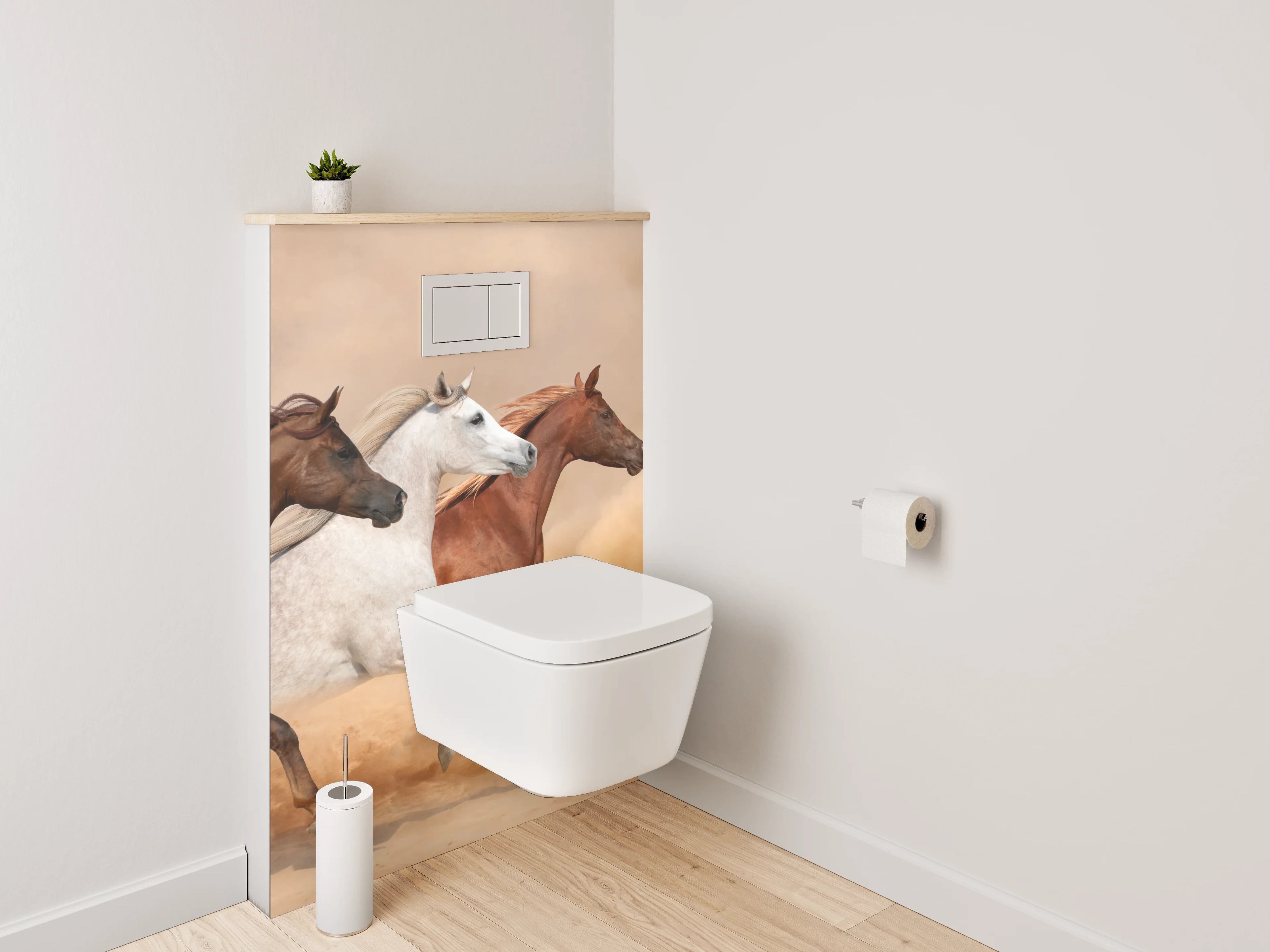 WC-Rückwand - Wildpferde in der Wüste Panorama