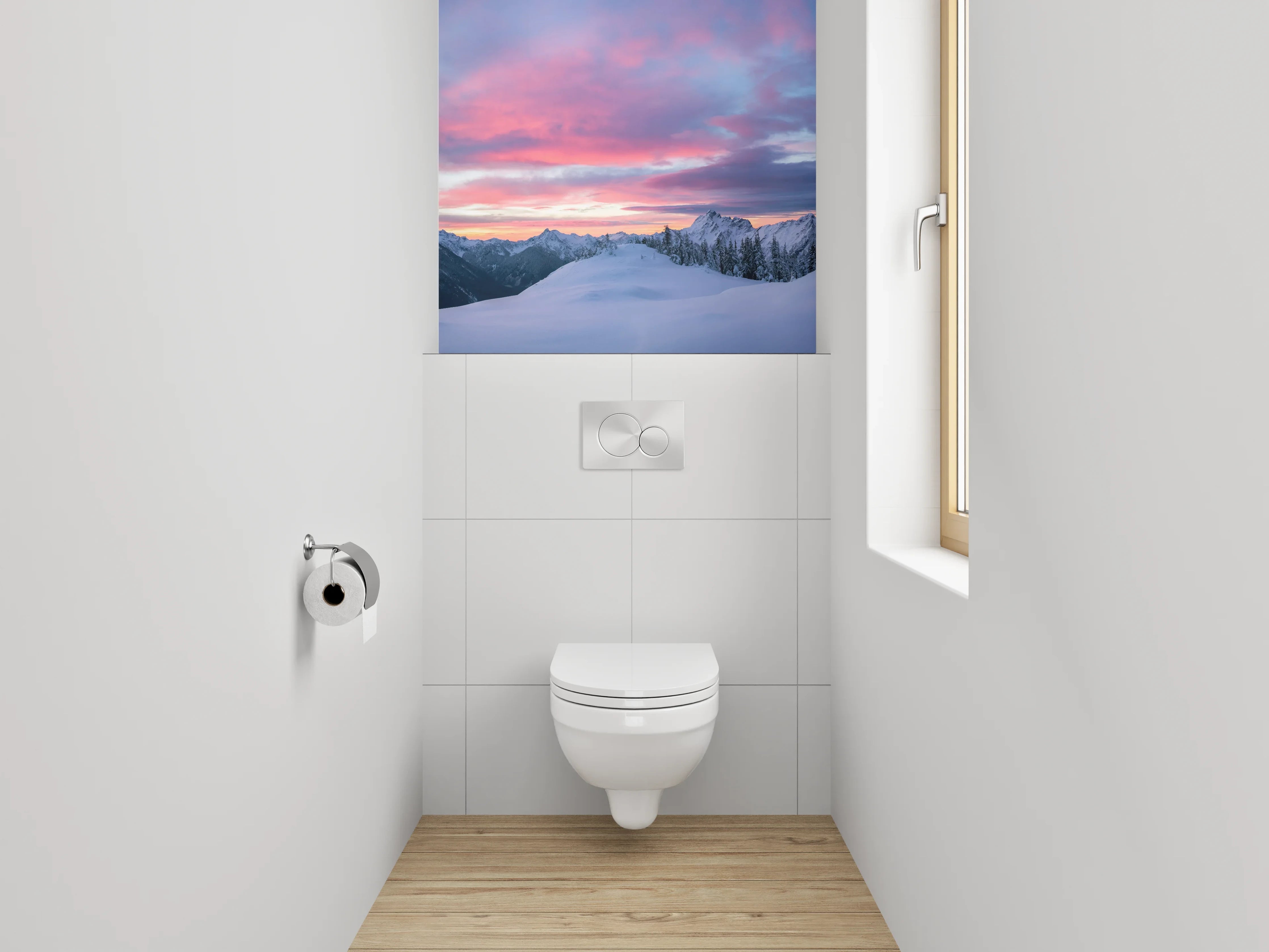 WC-Rückwand - Winterliche Berglandschaft im Sonnenuntergang