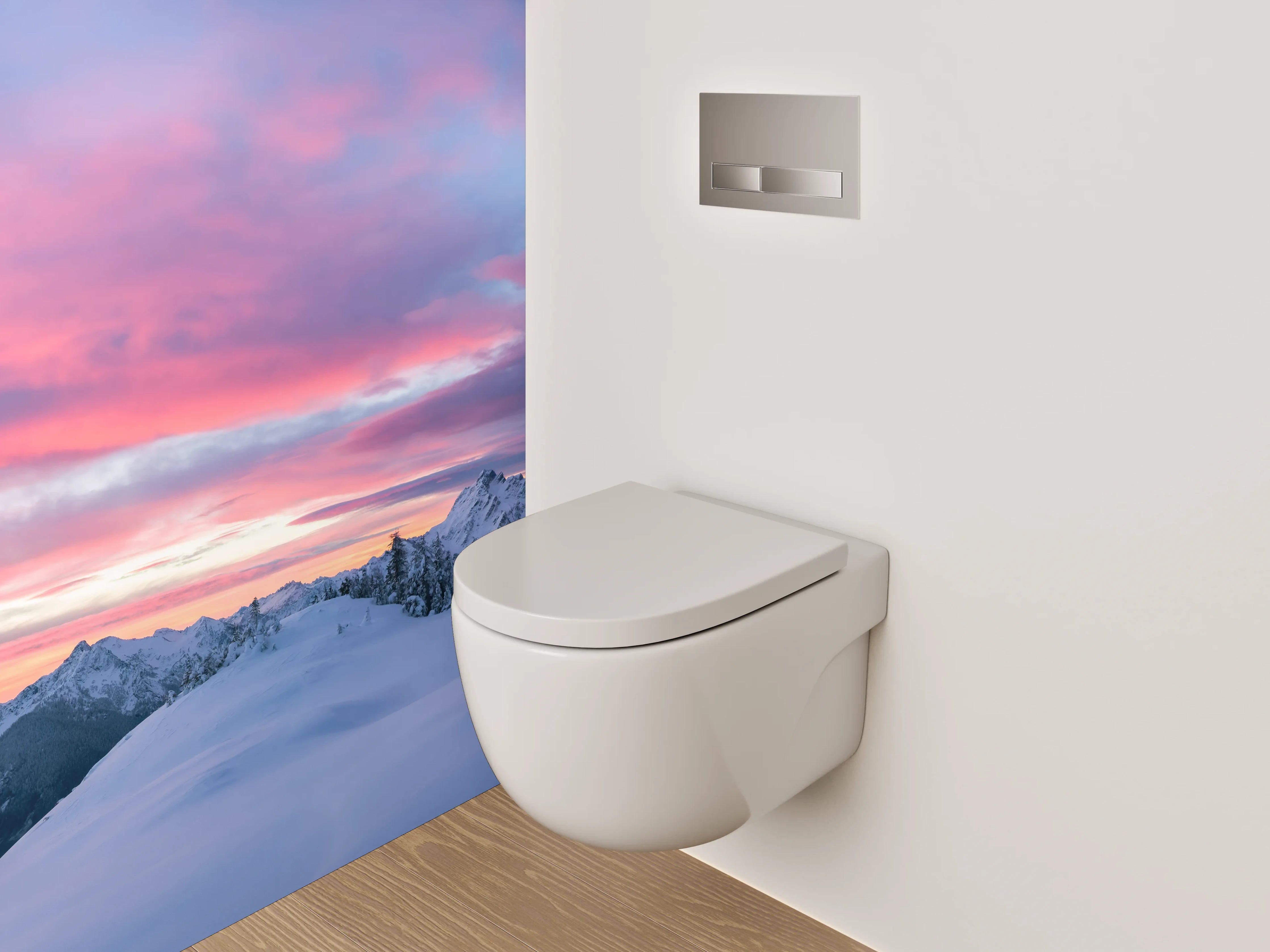 WC-Rückwand - Winterliche Berglandschaft im Sonnenuntergang