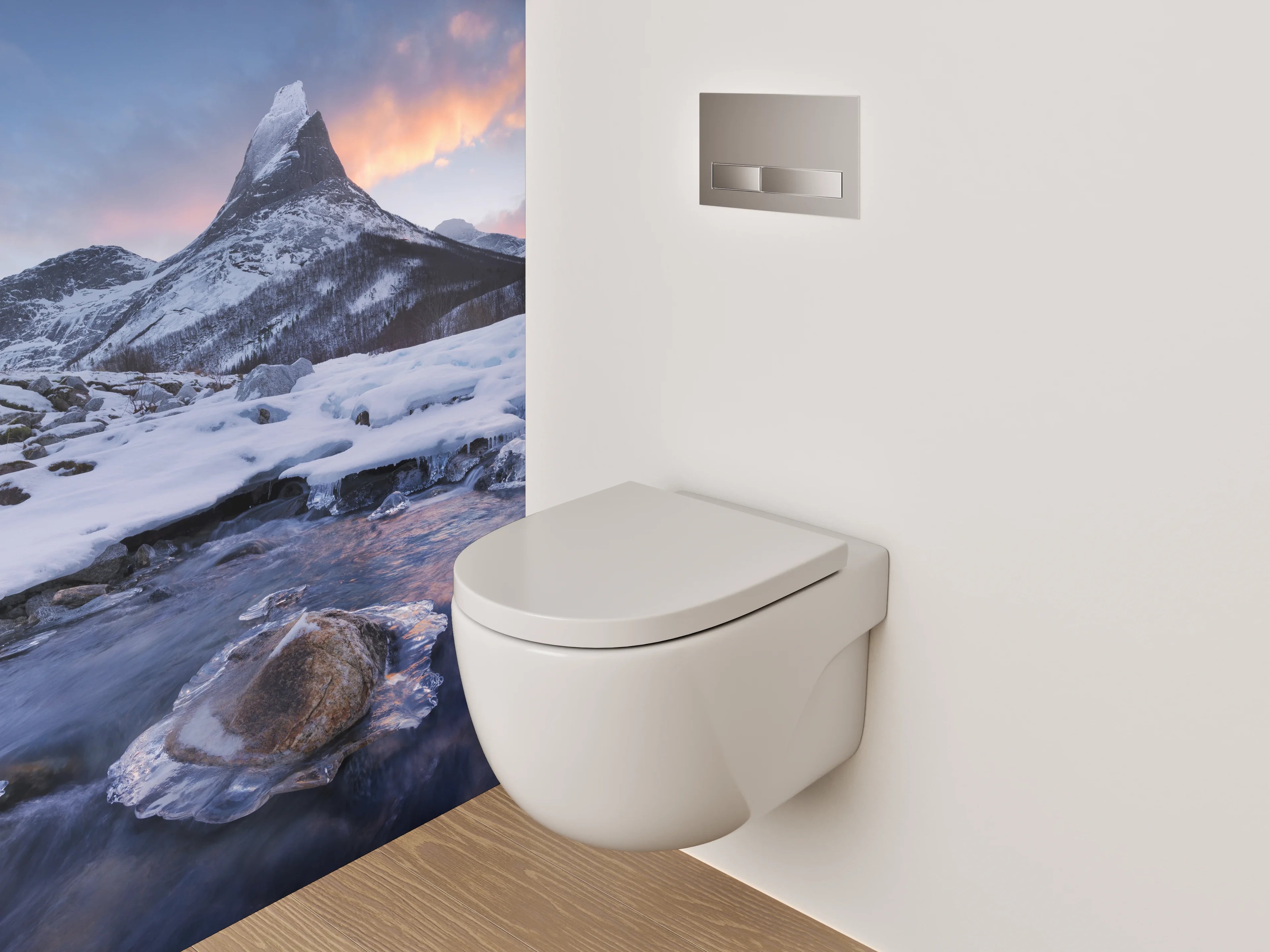 WC-Rückwand - Winterliche Berglandschaft mit Sonnenuntergang