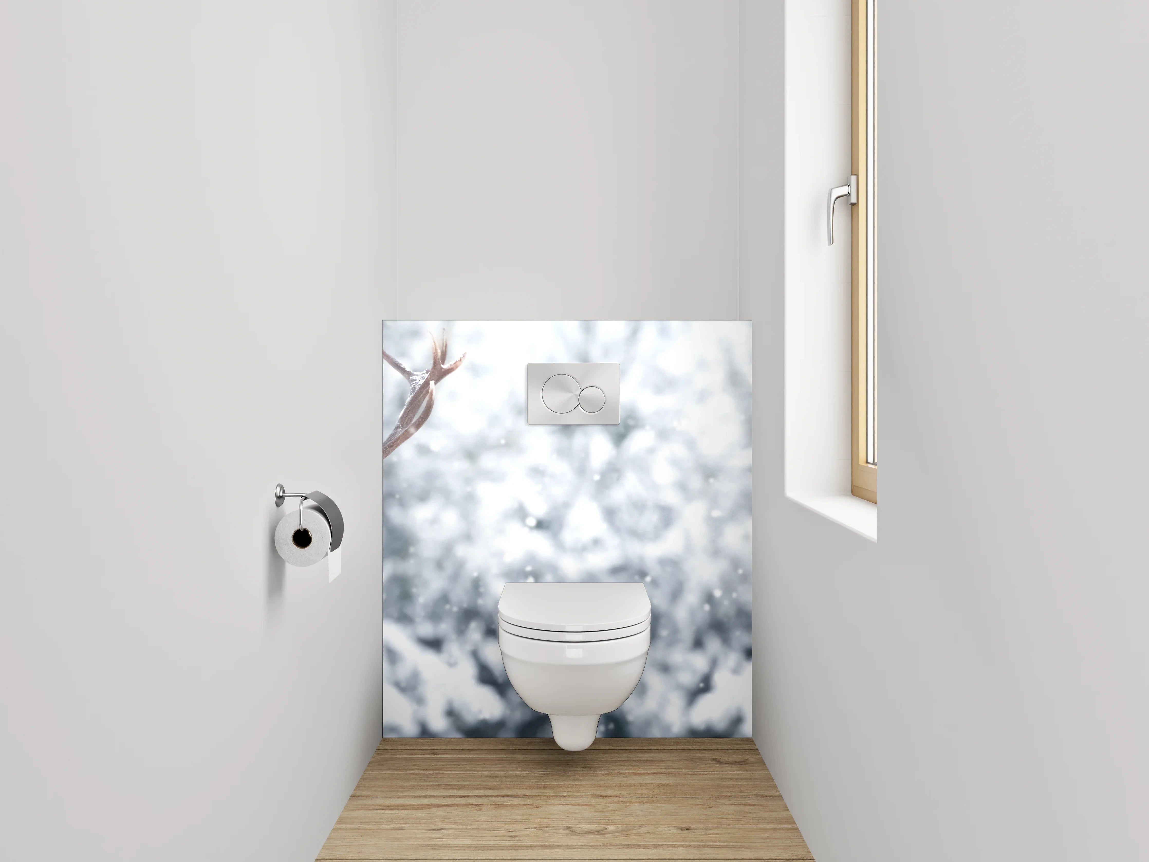 WC-Rückwand - Winterliche Hirsche im verschneiten Wald
