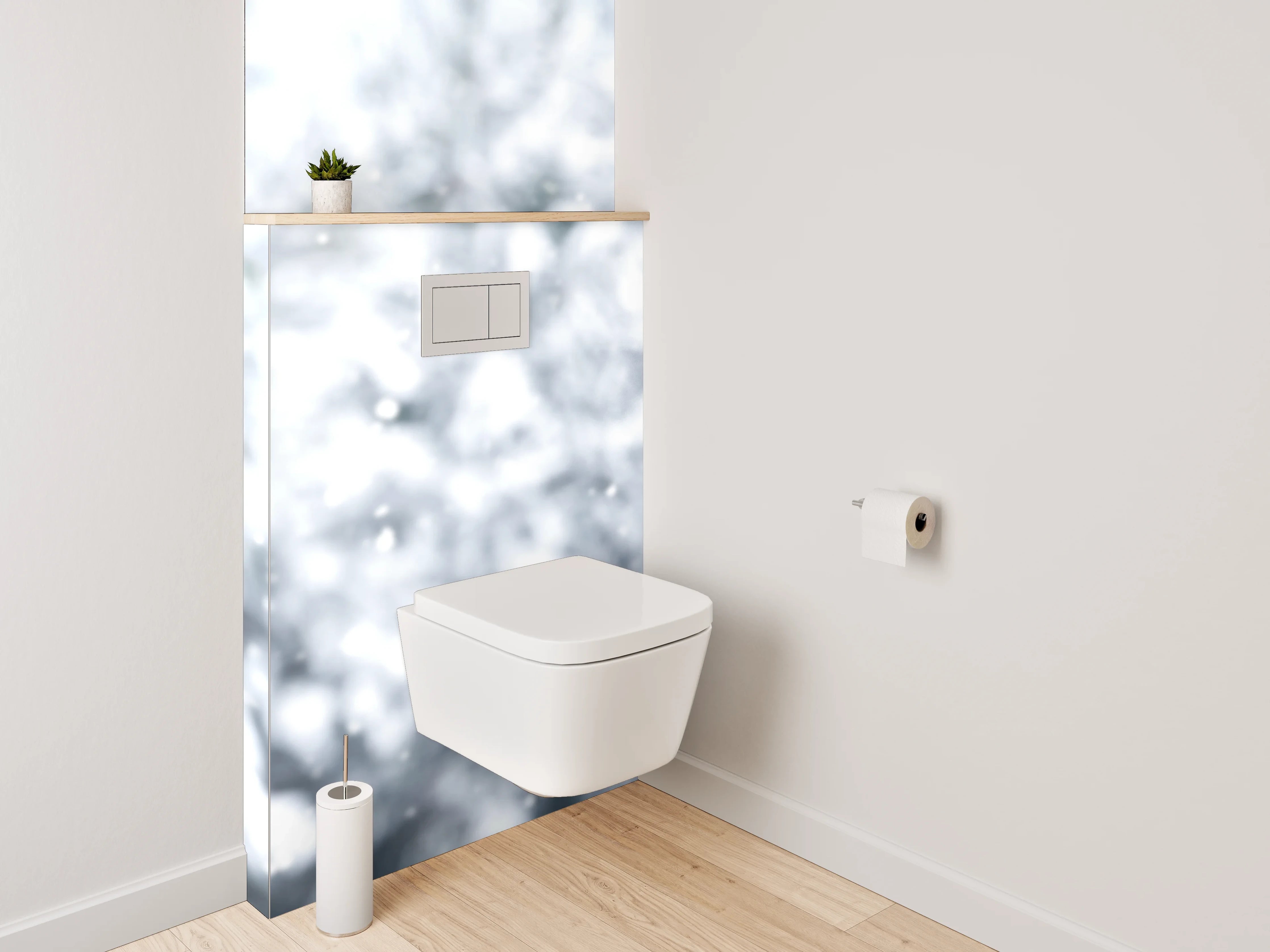 WC-Rückwand - Winterliche Hirsche im verschneiten Wald