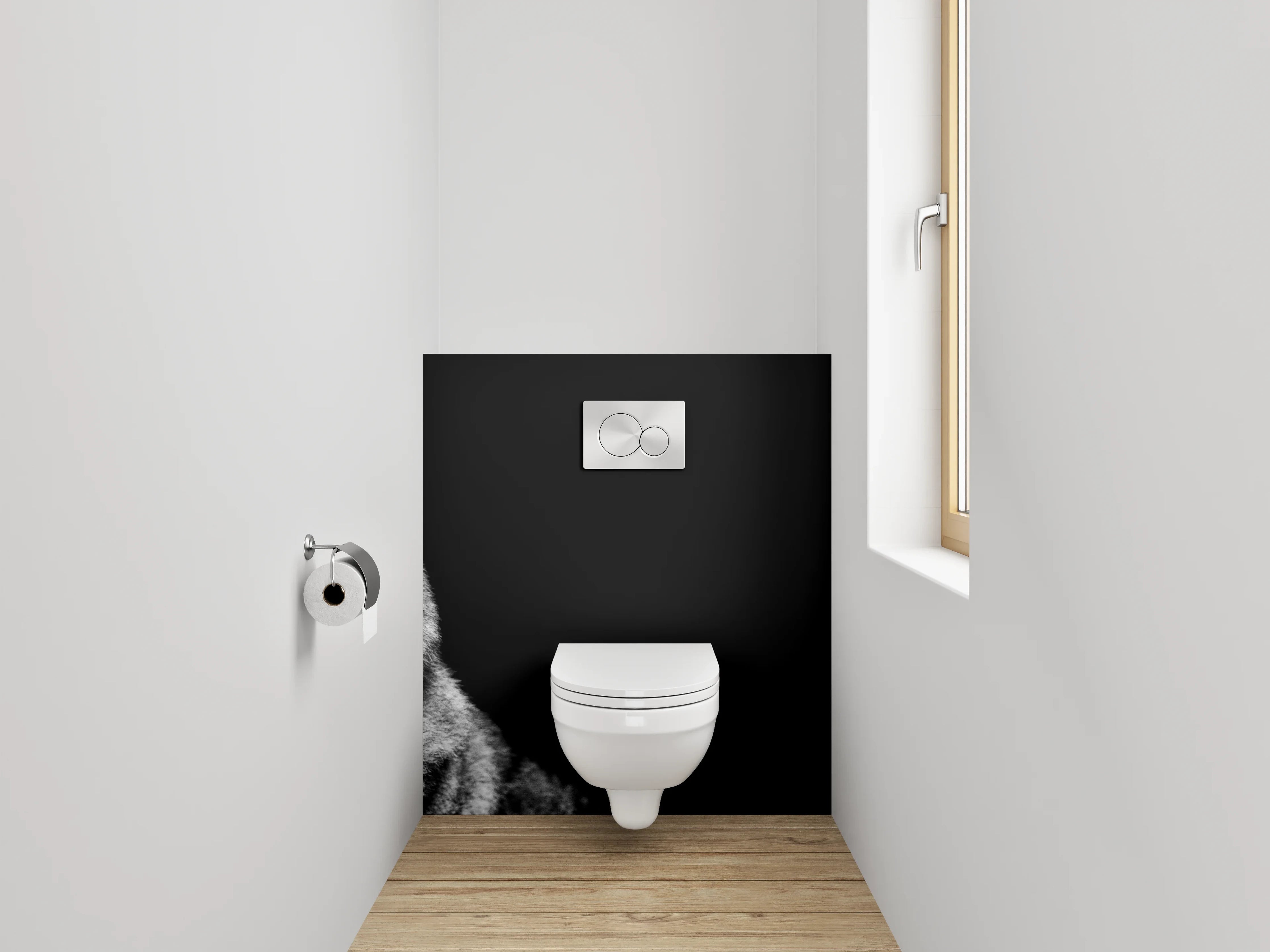 WC-Rückwand - Wolf Silhouette Schwarz-Weiß