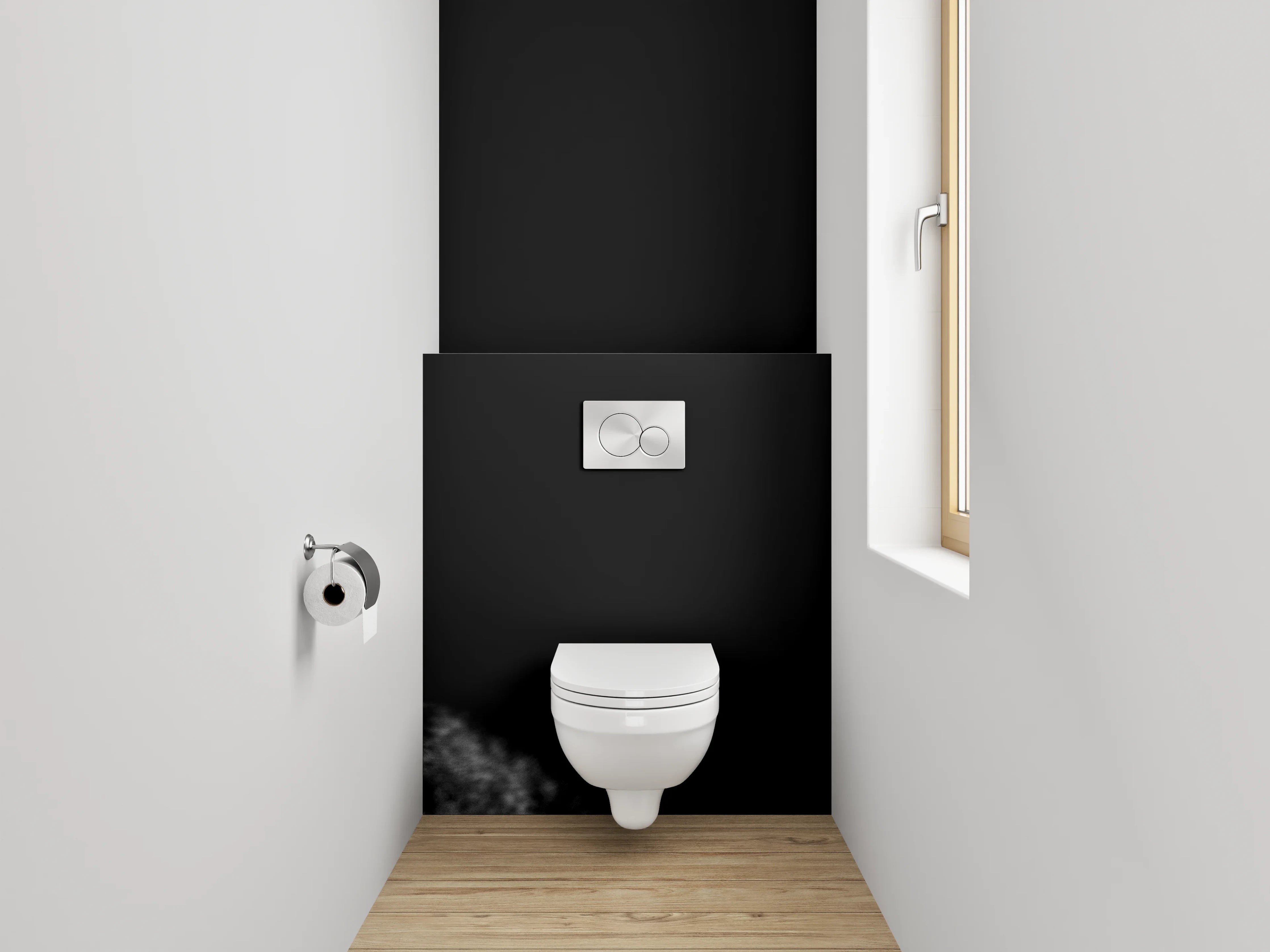 WC-Rückwand - Wolf Silhouette Schwarz-Weiß